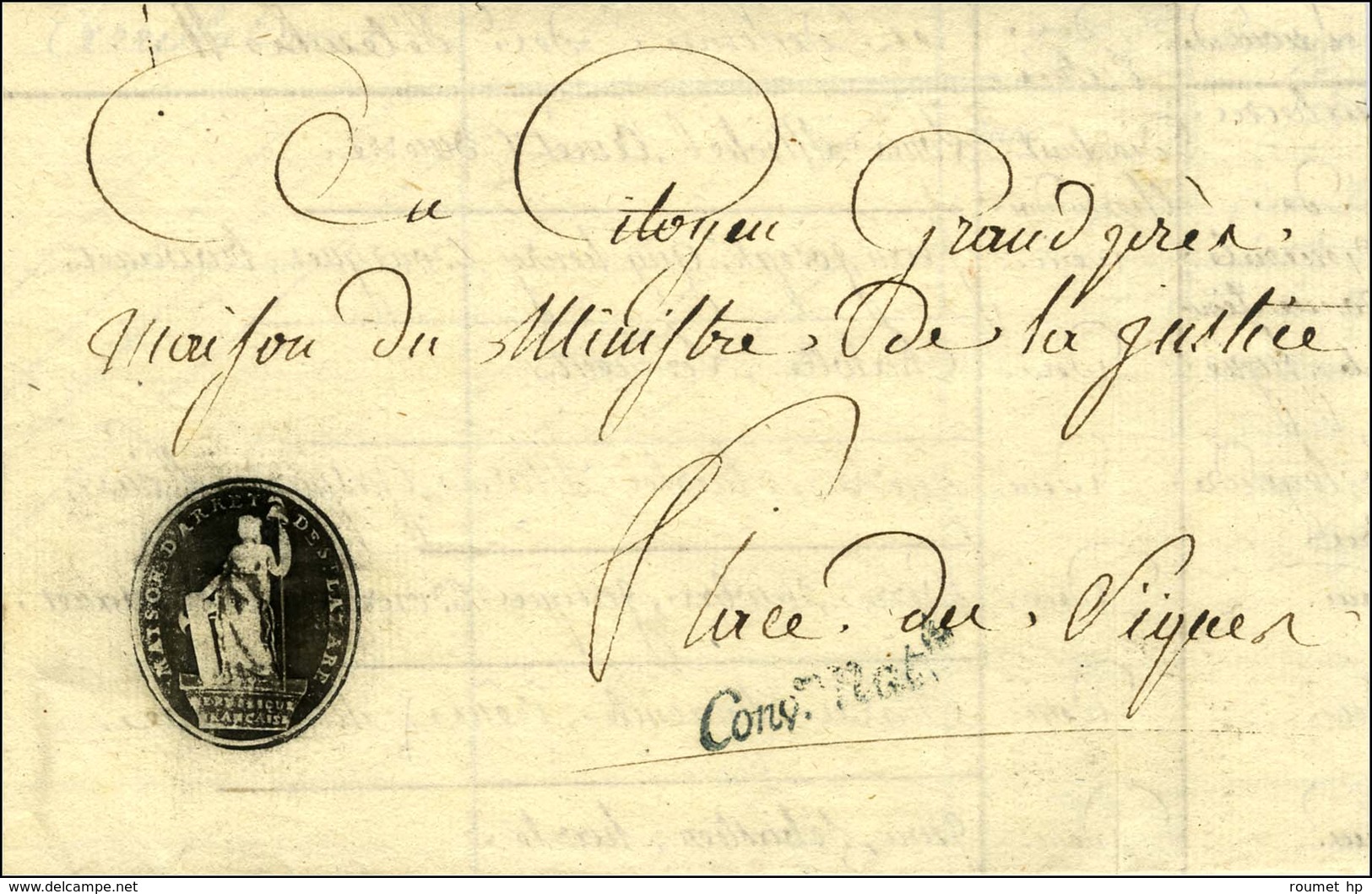 CONVon NATle Et Cachet Orné MAISON D'ARRET DE ST LAZARE (S N° 9639) Au Recto D'une Lettre En Franchise Avec Texte Daté L - 1701-1800: Precursors XVIII