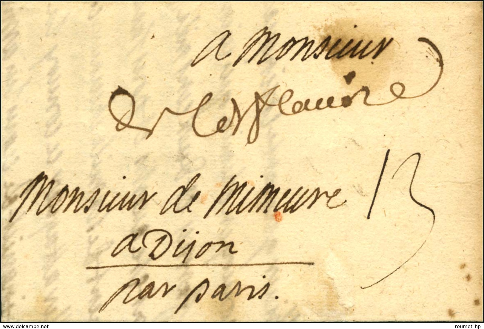 '' De L De Flandre '' Sur Lettre Avec Texte Daté '' Au Camp D'Hassum Le 12 Juillet 1702 ''. - TB. - R. - Marques D'armée (avant 1900)