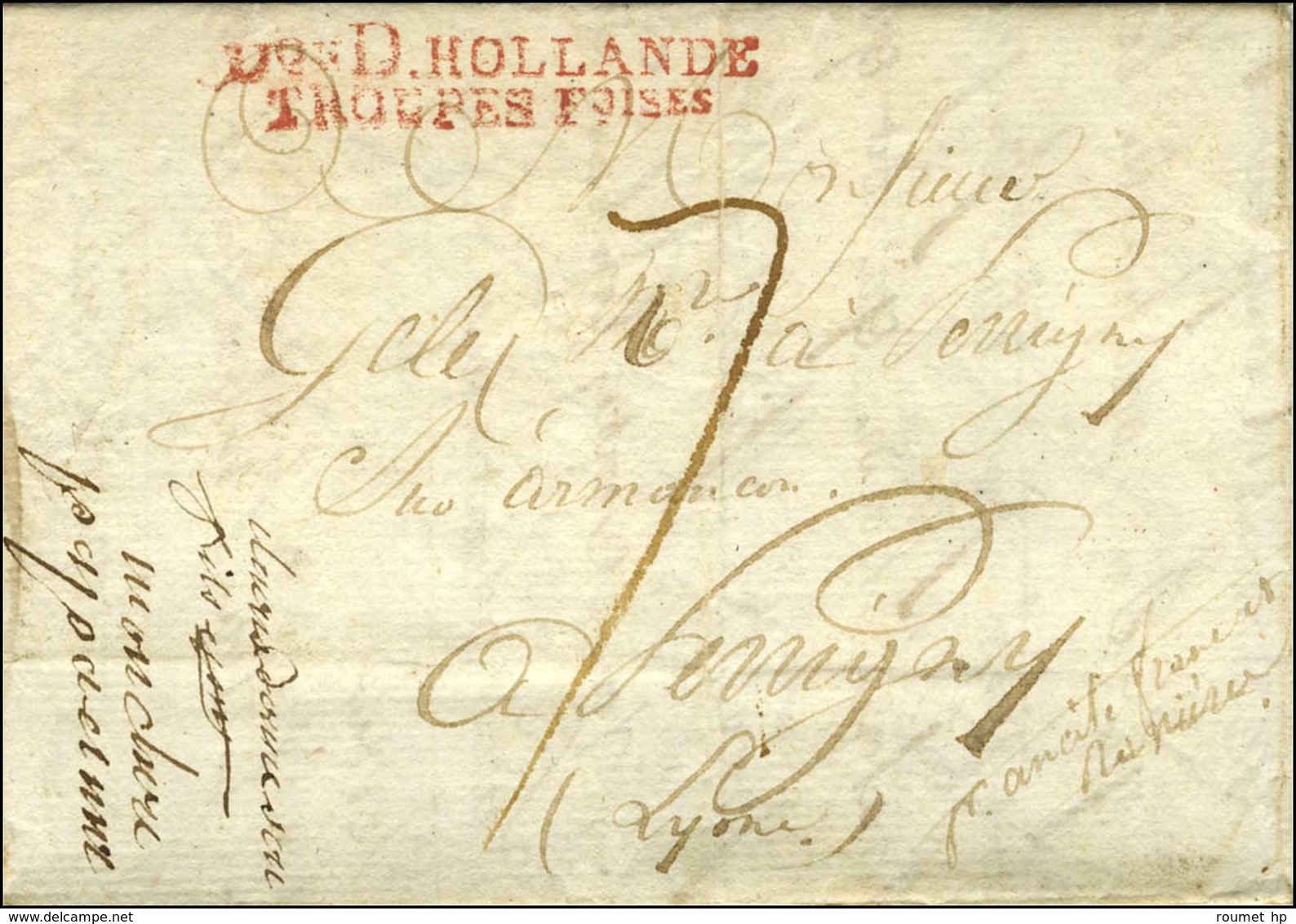 Don D HOLLANDE / TROUPES Foises Rouge (non Signalé En Rouge) Sur Lettre Avec Texte Daté De Zutphen Le 6 Messidor An 12.  - Bolli Militari (ante 1900)