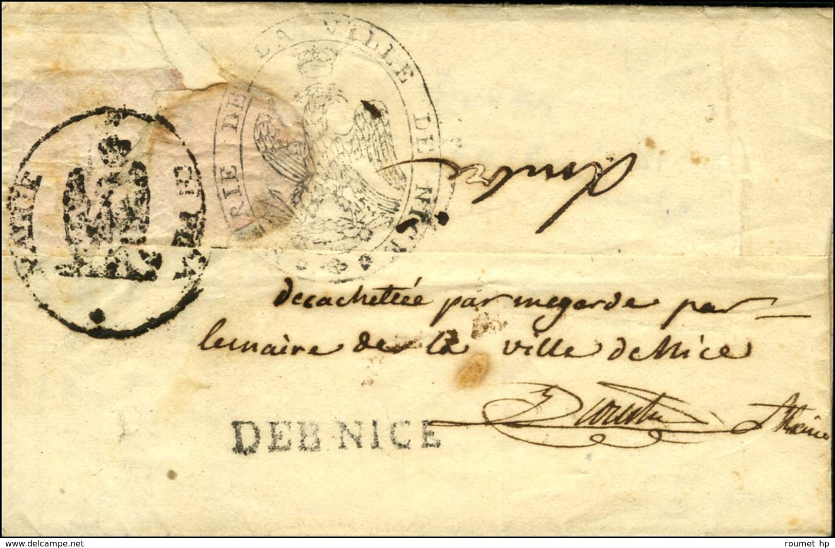 113 / PISE Rouge  Sur Lettre Datée 14 Novembre 1811 Pour Nice. Au Verso, DEB. NICE + Mention Manuscrite '' Décachetée Pa - 1792-1815: Conquered Departments