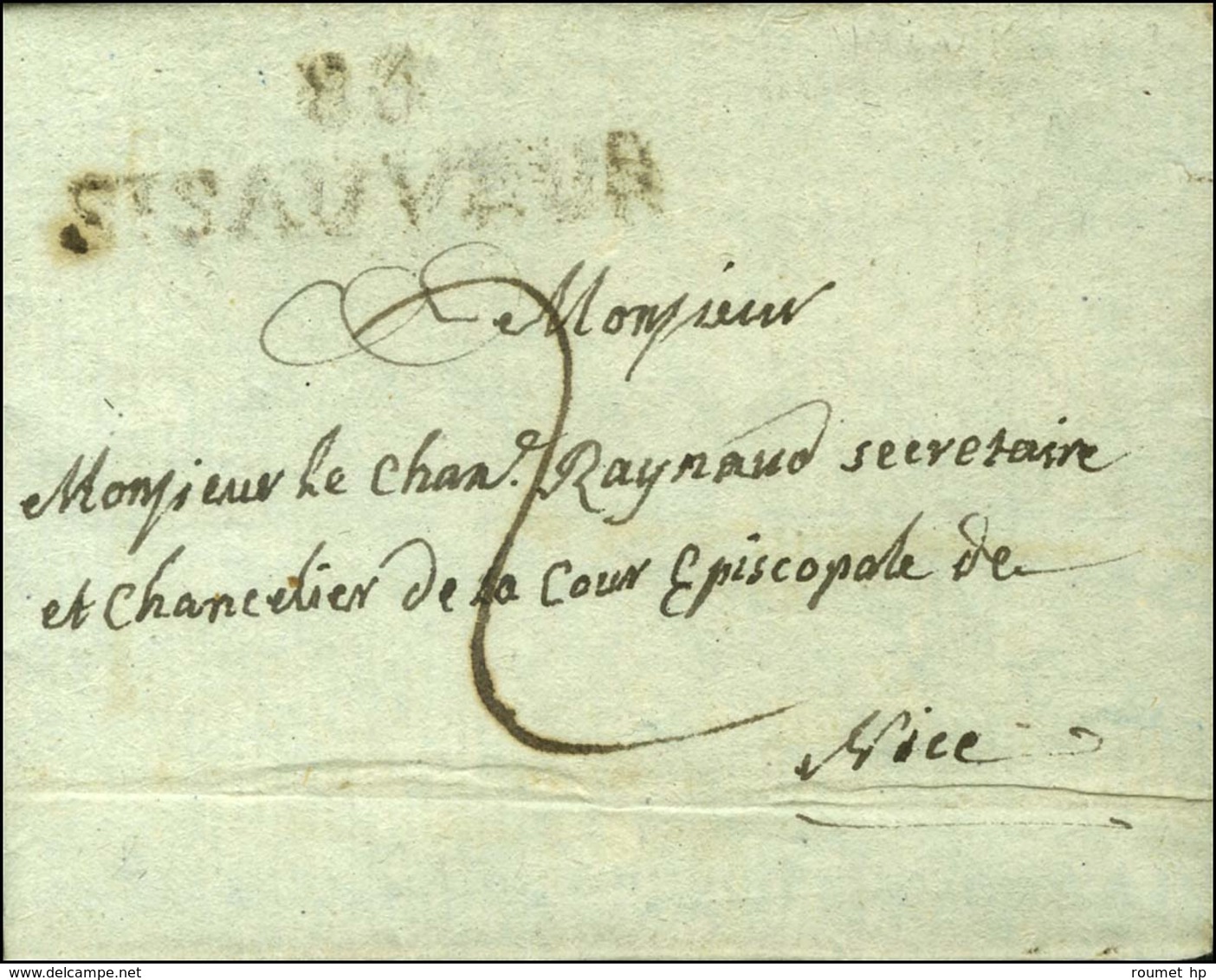 85 / ST SAUVEUR Sur Lettre Avec Texte Daté De Maria Clanzo Le 21 Mars 1803 Pour Nice. Frappe Habituelle Pour Cette Marqu - 1792-1815: Conquered Departments