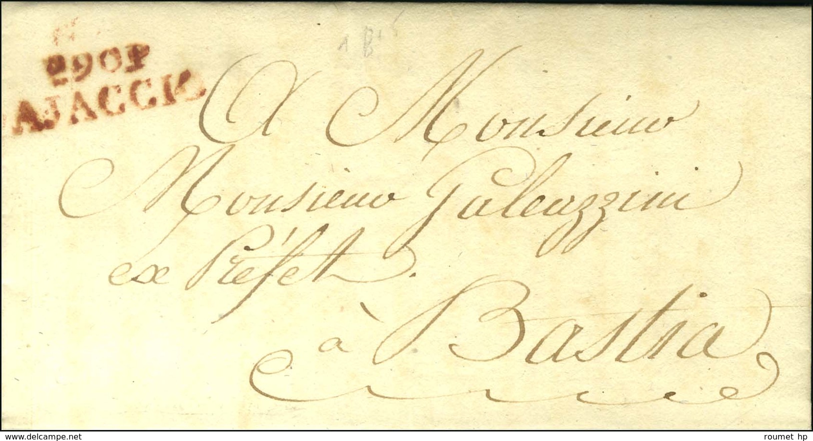 P.90.P. / AJACCIO Rouge Sur Lettre Avec Texte Daté 1815. - TB / SUP. - 1792-1815: Départements Conquis