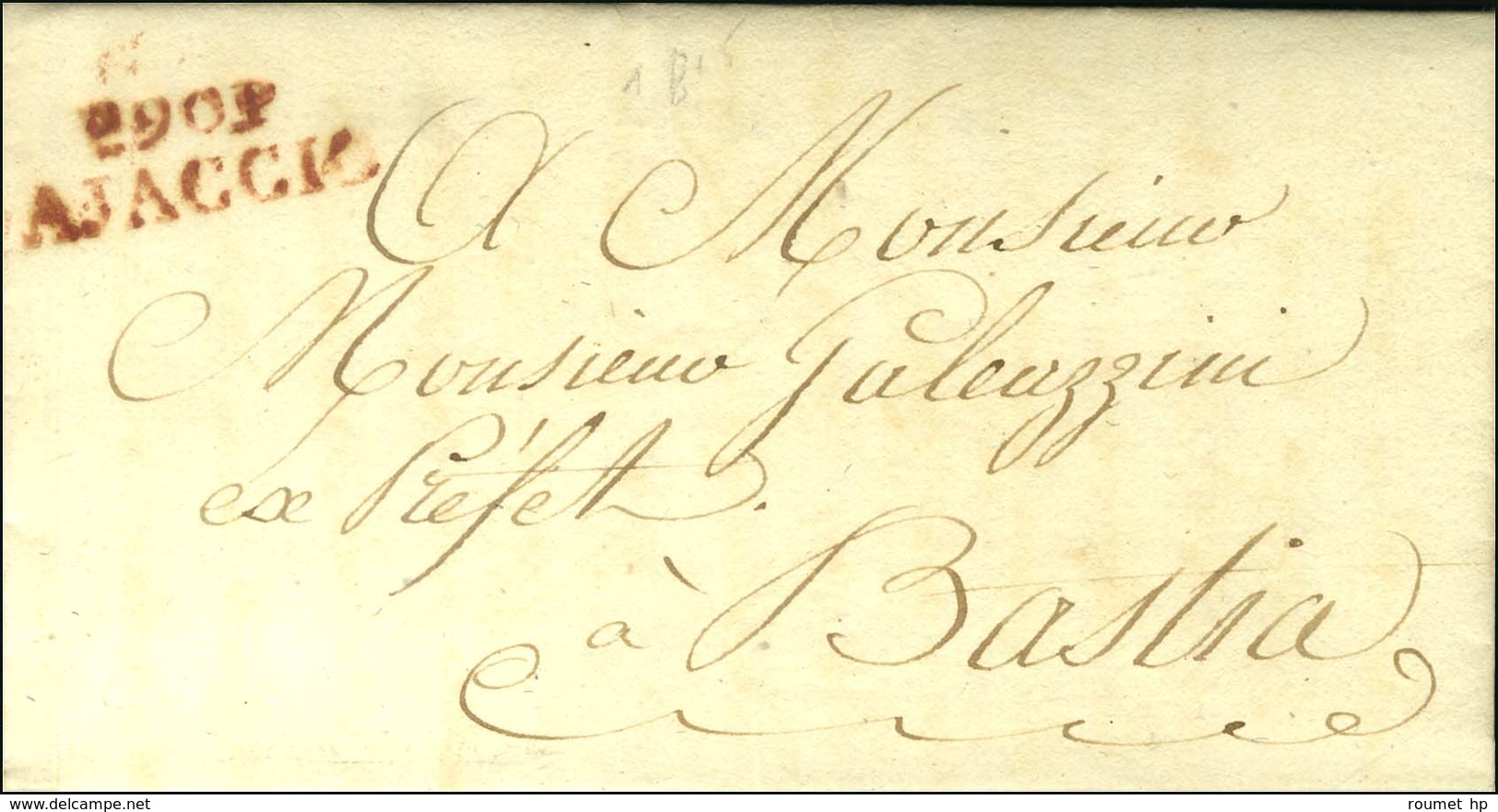 P.90.P. / AJACCIO Rouge Sur Lettre Avec Texte Daté 1815. - TB / SUP. - 1792-1815: Dipartimenti Conquistati