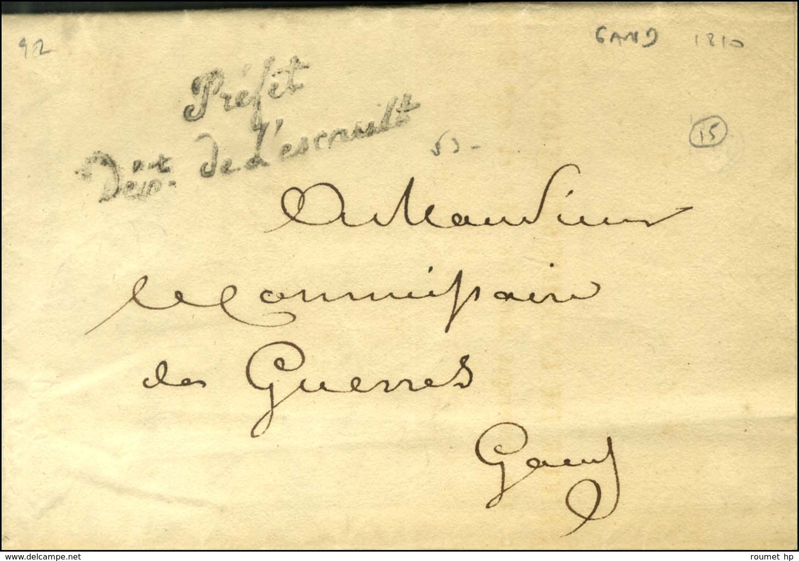Préfet / Dept De L'Escault Sur Lettre Avec Texte Daté De Gand. 1810. - TB. - 1792-1815: Départements Conquis