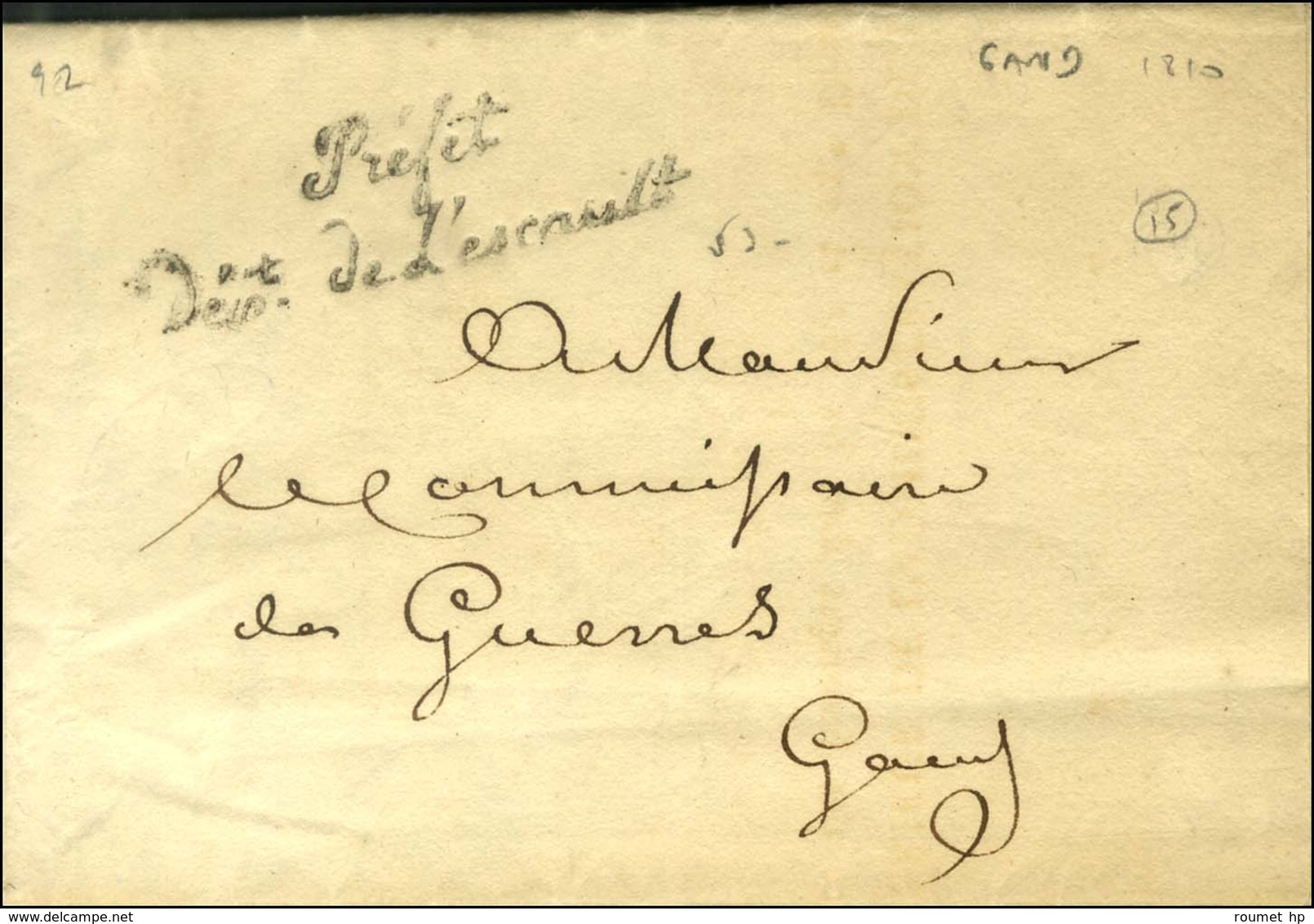 Préfet / Dept De L'Escault Sur Lettre Avec Texte Daté De Gand. 1810. - TB. - 1792-1815: Dipartimenti Conquistati