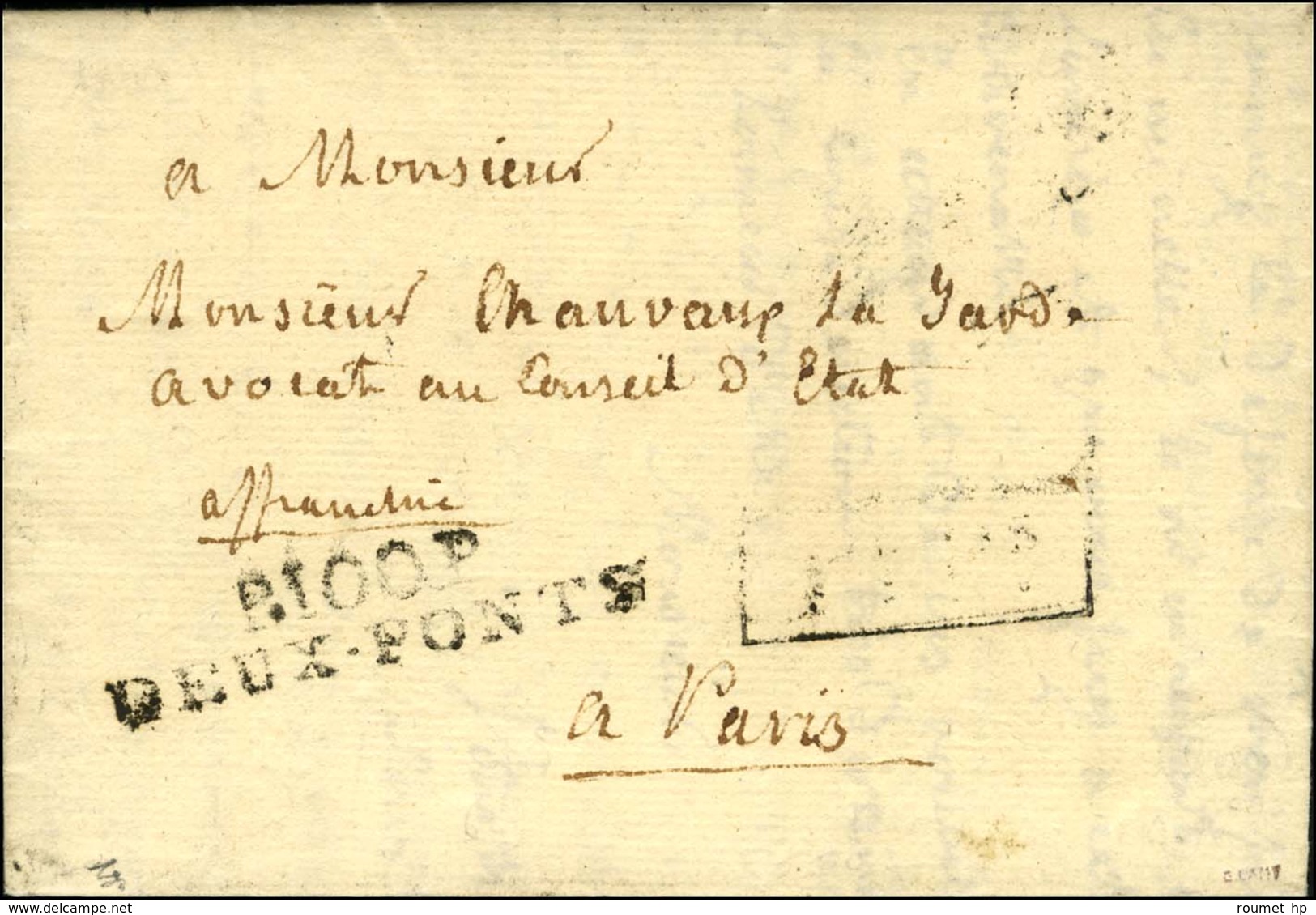 P.100.P. / DEUX PONTS Sur Lettre Avec Texte Daté 1800. - TB. - 1792-1815: Départements Conquis