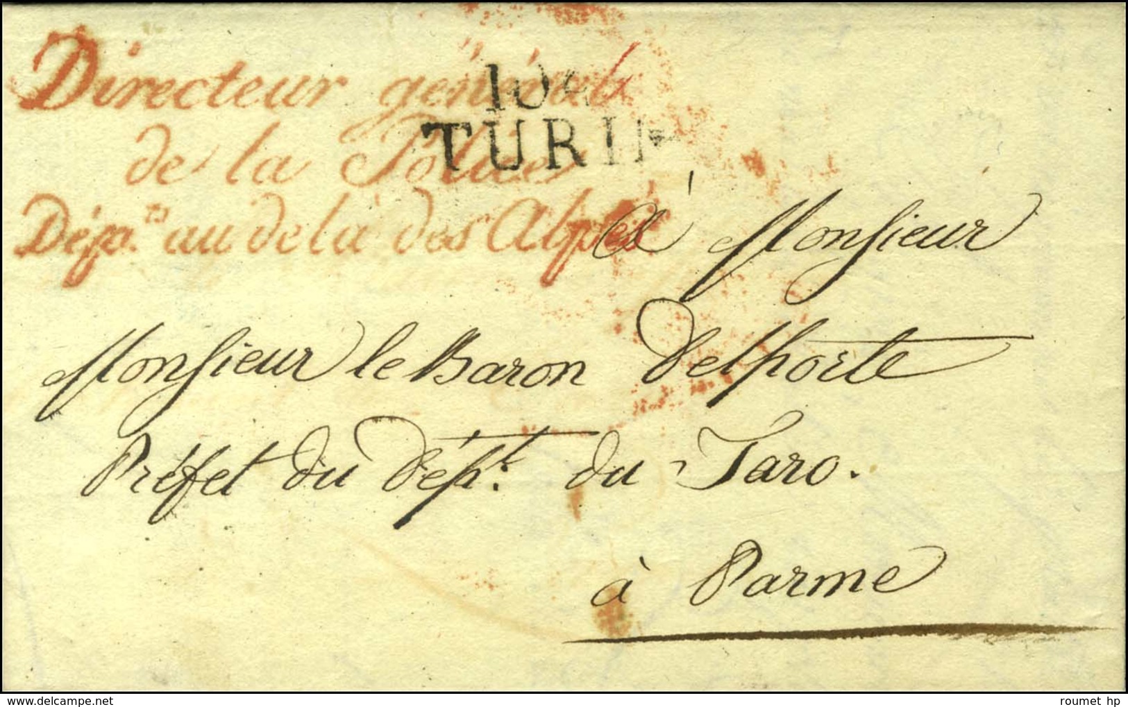 104 / TURIN. Au Recto, Franchise Rouge Directeur Général / De La Police / Dept Au Dela Des Alpes. 1811. - TB. - 1792-1815: Dipartimenti Conquistati