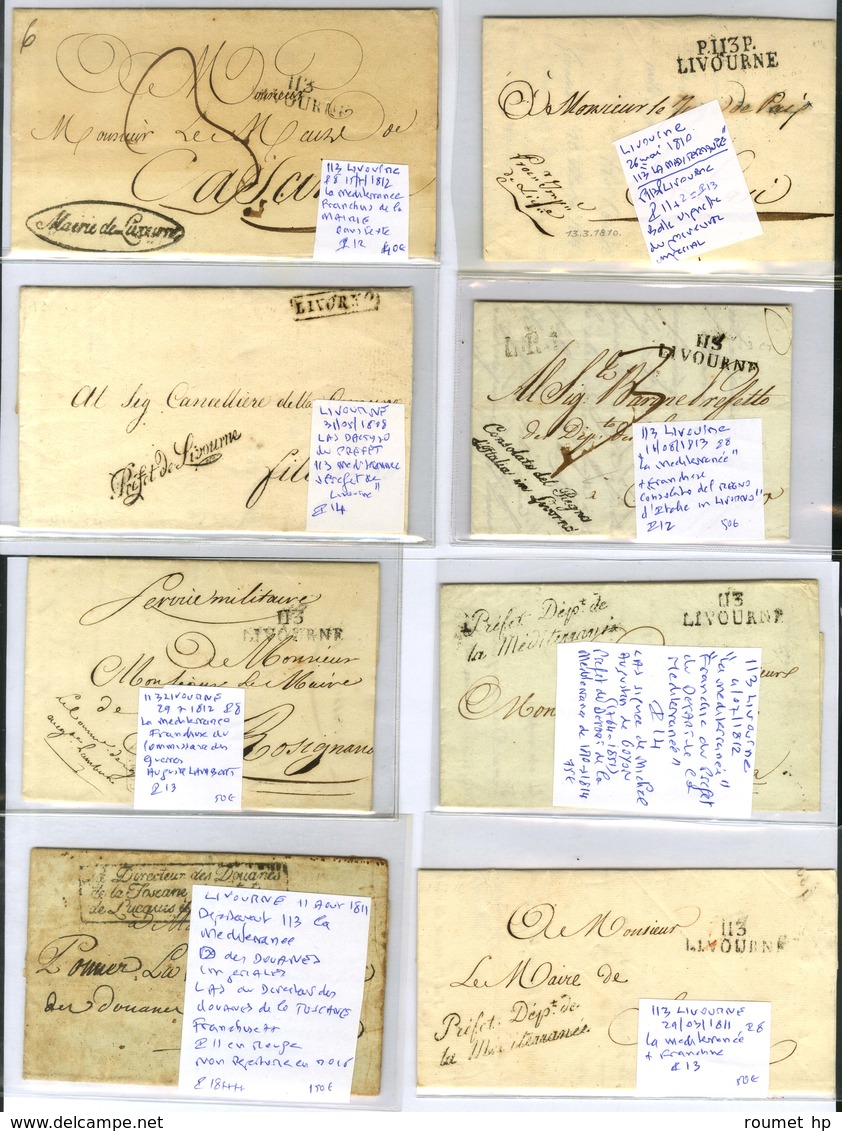 Lot De 13 Lettres De Livourne Avec Franchises Diverses. - B / TB. - 1792-1815: Conquered Departments