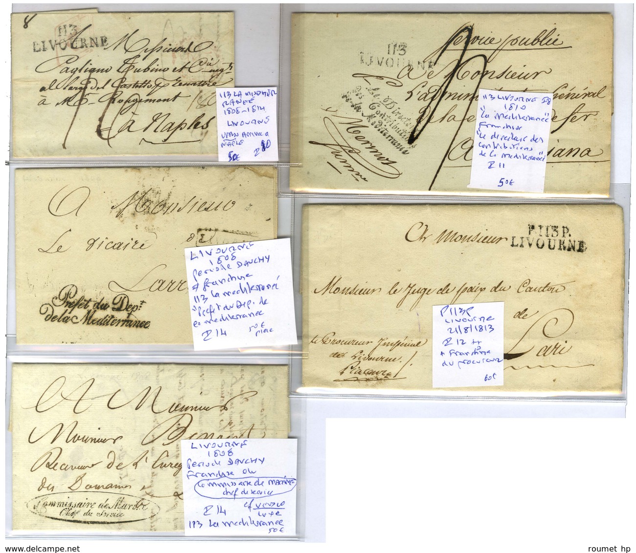 Lot De 13 Lettres De Livourne Avec Franchises Diverses. - B / TB. - 1792-1815: Conquered Departments