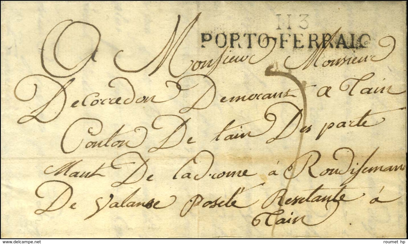 113 / PORTO-FERRAIO Sur Lettre Avec Texte Daté 1815. - TB / SUP. - 1792-1815: Conquered Departments