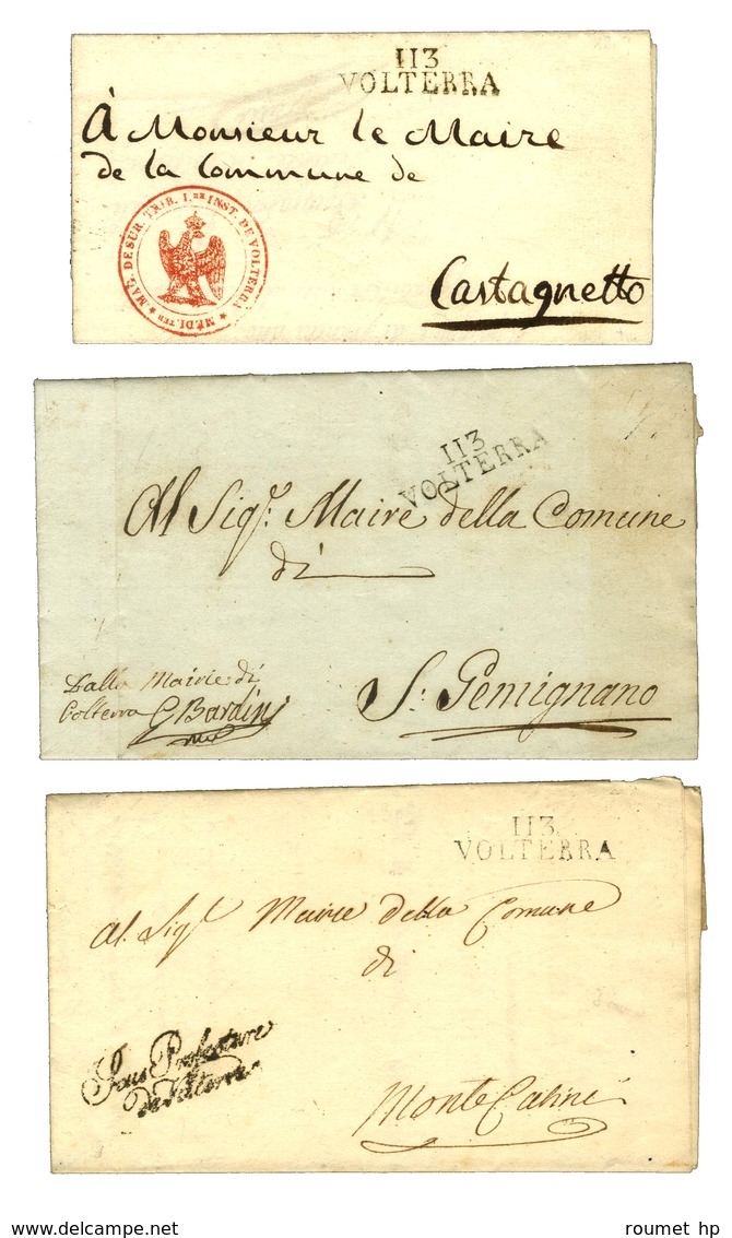 Lot De 3 Lettres Avec Franchises Diverses Et Marques Postales 113 / VOLTERRA. - TB / SUP. - 1792-1815: Départements Conquis