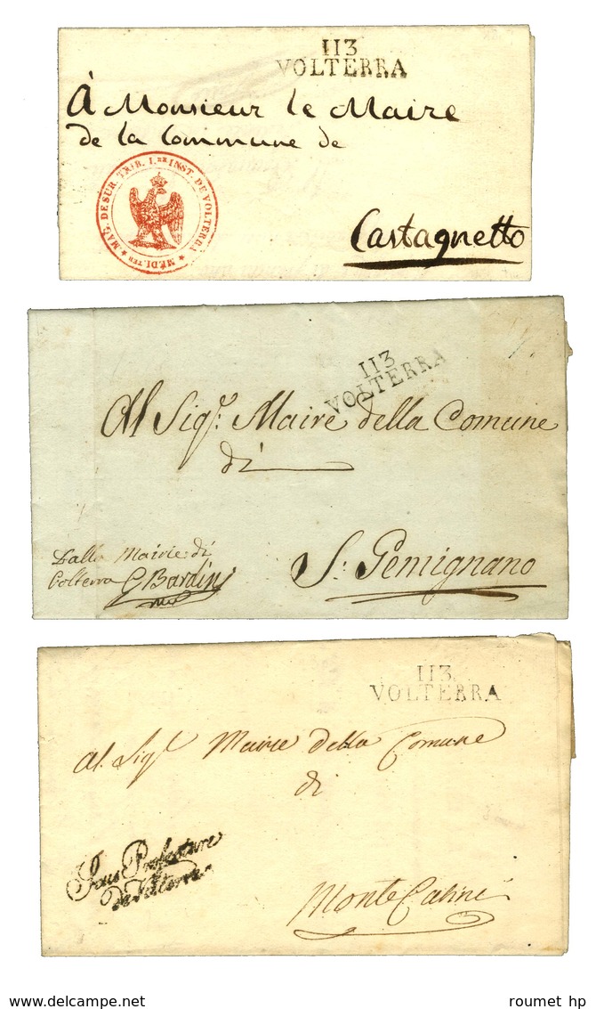 Lot De 3 Lettres Avec Franchises Diverses Et Marques Postales 113 / VOLTERRA. - TB / SUP. - 1792-1815: Dipartimenti Conquistati