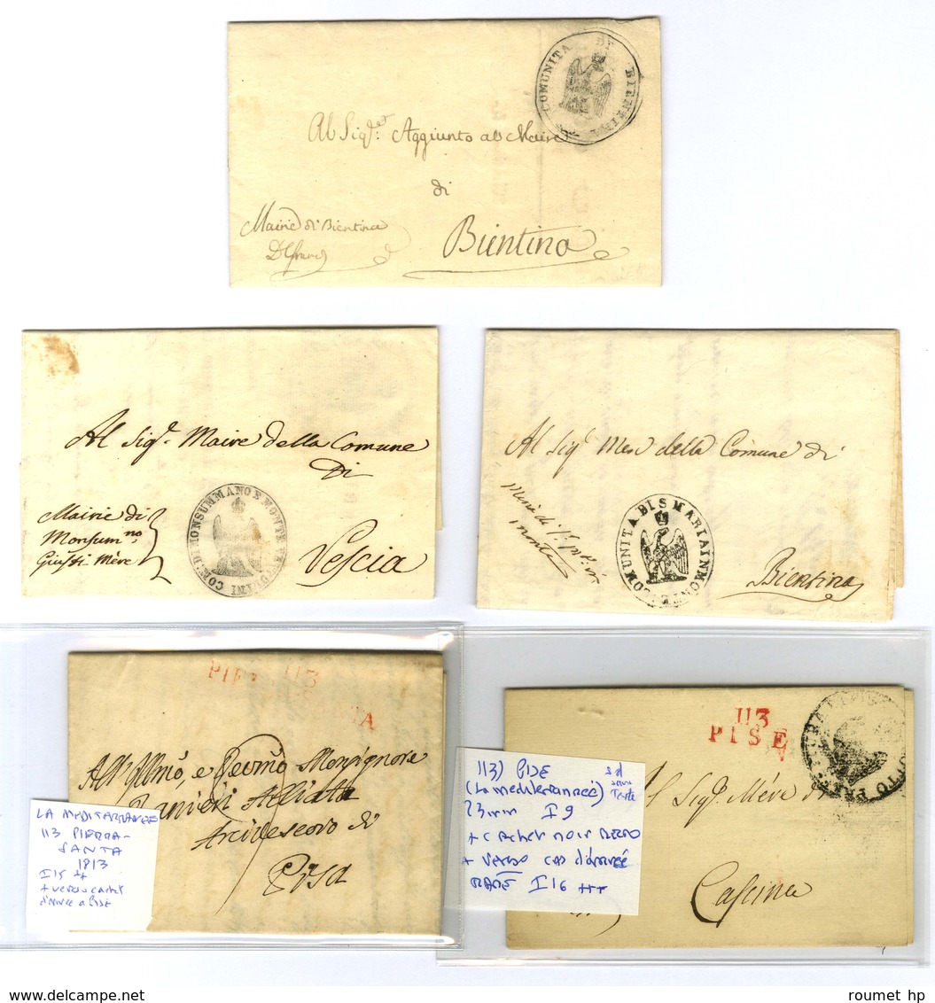 Lot De 5 Lettres Du Département De La Méditerranée Dont 3 Franchises. - B / TB. - 1792-1815: Conquered Departments