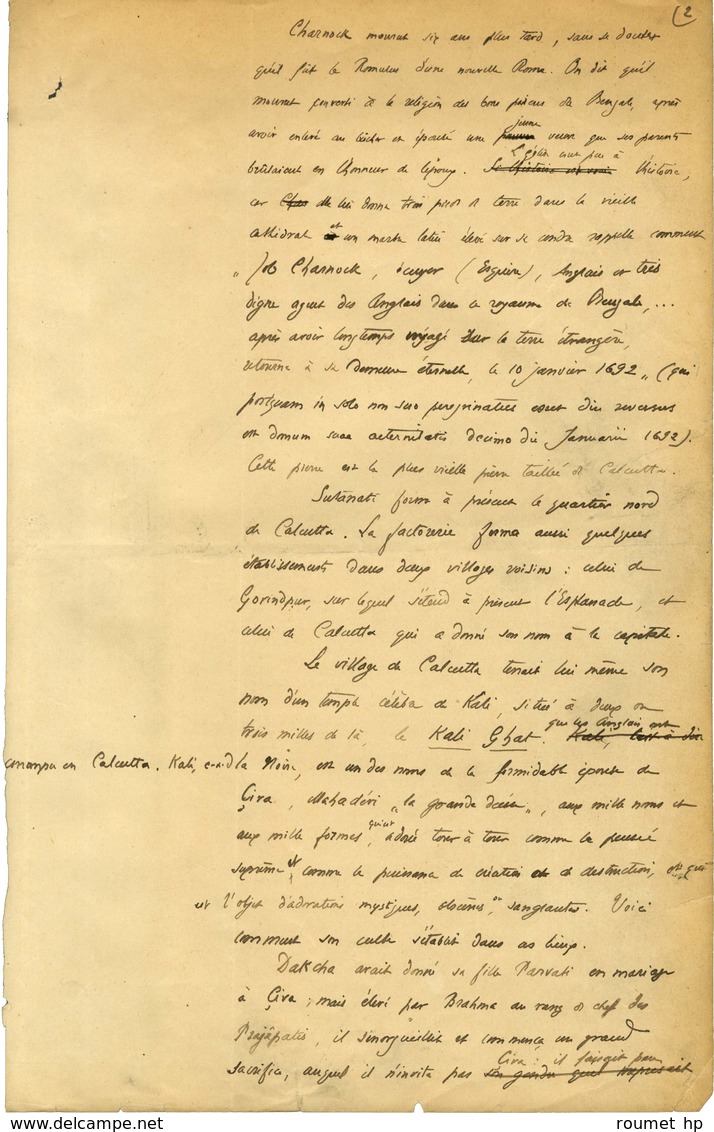 DARMESTETER James (1849-1894), Linguiste, Professeur Et Historien. -/- CALCUTTA. - Sonstige & Ohne Zuordnung