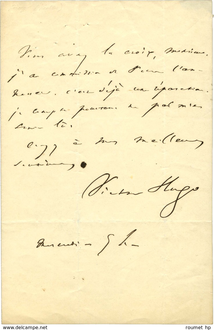 HUGO Victor (1802-1885), écrivain, Homme Politique, De L'Académie Française. - Autres & Non Classés