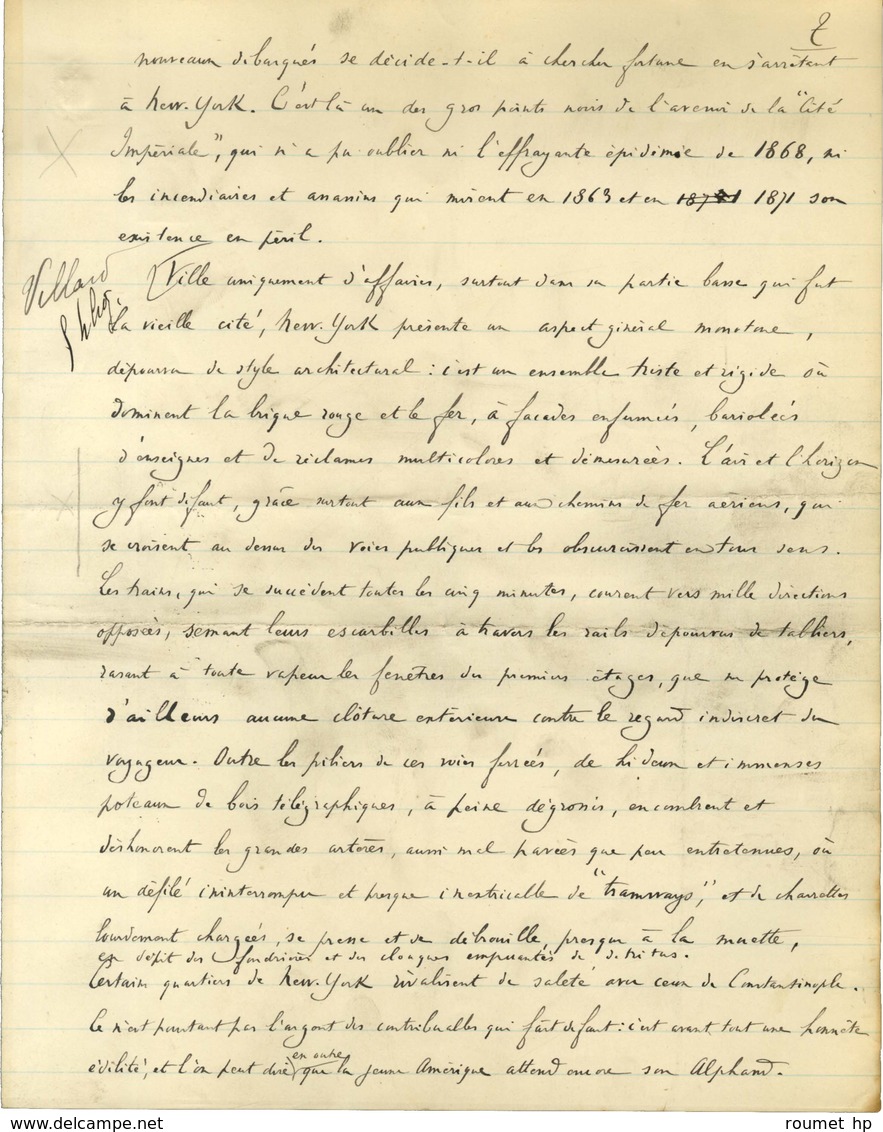 KÉRATRY Émile De, Comte (1832-1904), Homme Politique, écrivain Et Militaire. -/- NEW YORK. - Other & Unclassified