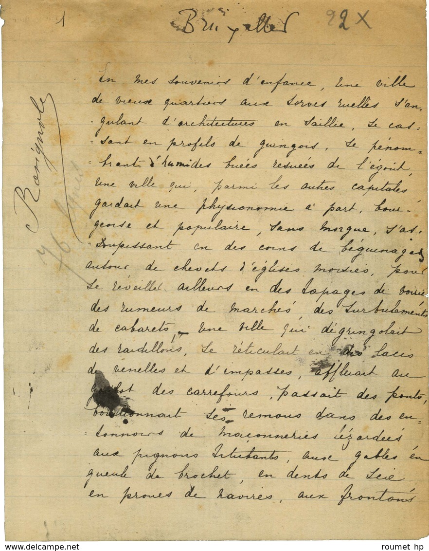 LEMONNIER Camille (1844-1913), écrivain, Journaliste Et Critique D'art Belge. -/- BRUXELLES. - Autres & Non Classés