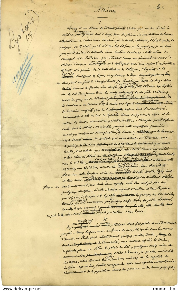 MOÜY Charles De, Comte (1834-1922), écrivain Et Ambassadeur. -/- ATHÈNES. - Autres & Non Classés