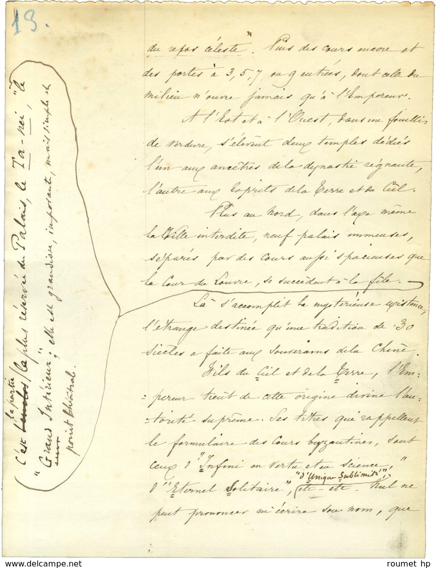 PALÉOLOGUE Maurice (1859-1944), Diplomate, Historien, Essayiste Et Académicien Français. -/- PÉKIN. - Autres & Non Classés