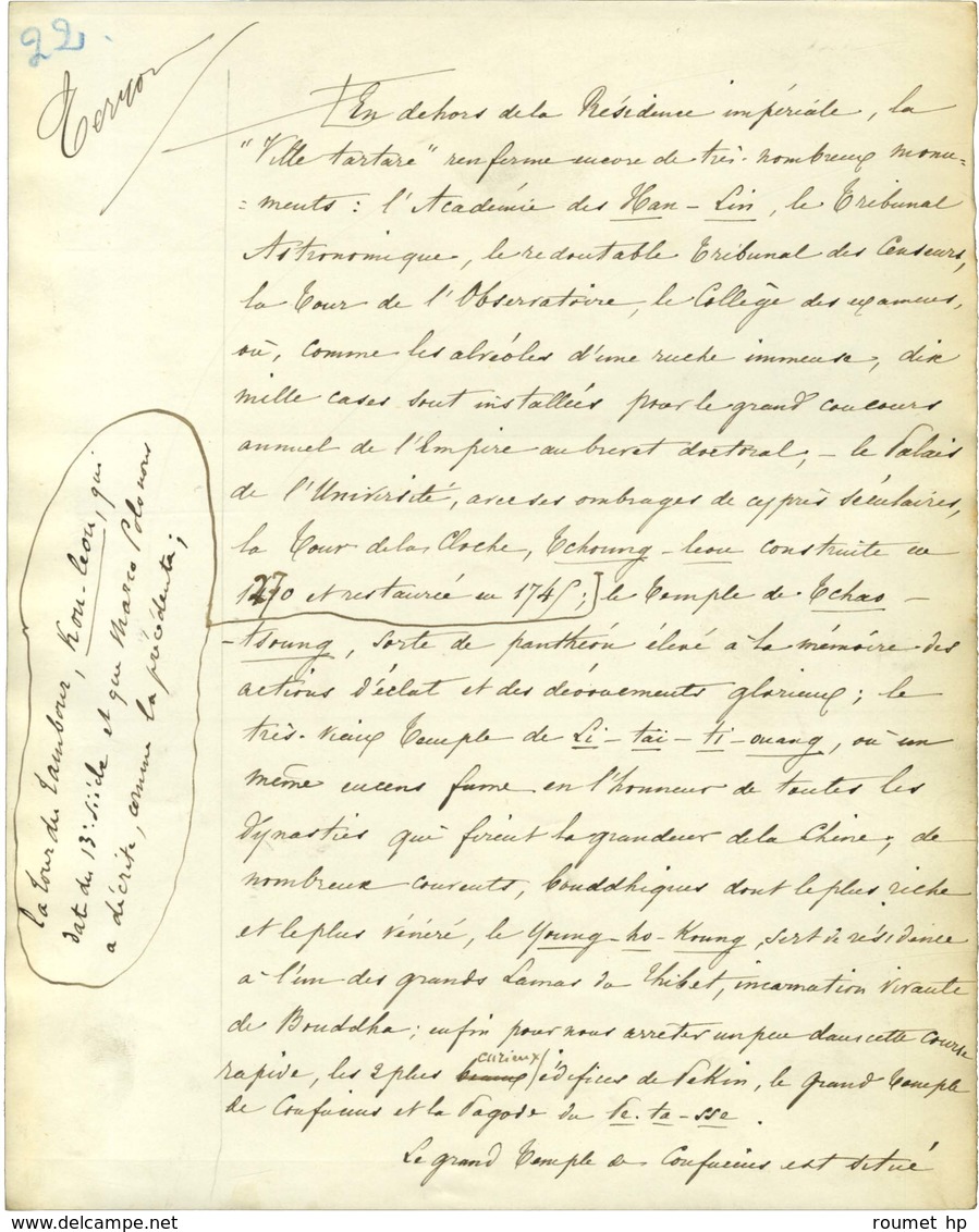 PALÉOLOGUE Maurice (1859-1944), Diplomate, Historien, Essayiste Et Académicien Français. -/- PÉKIN. - Autres & Non Classés