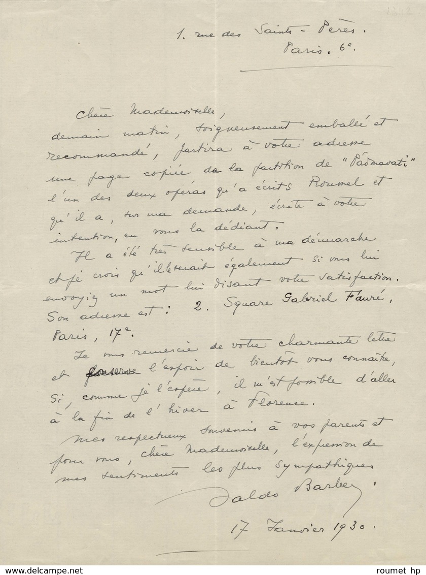 ROUSSEL Albert (1869-1937), Compositeur. - Altri & Non Classificati