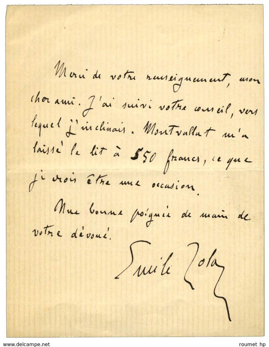 ZOLA Émile (1840-1902), écrivain. - Autres & Non Classés