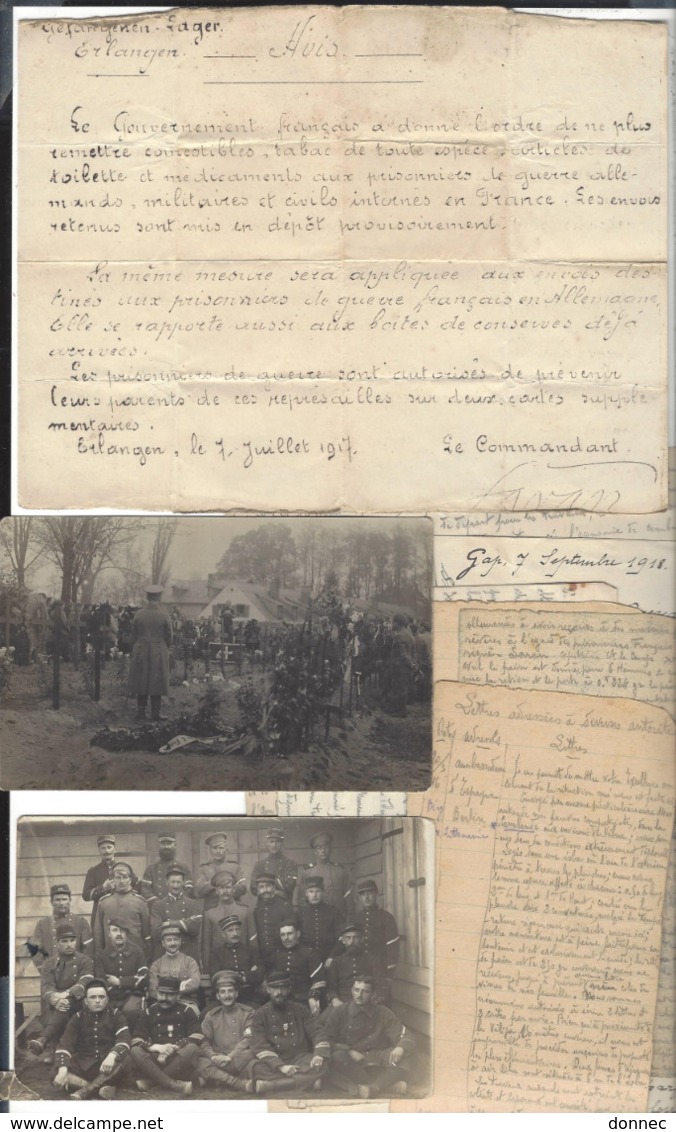 WW1 - Camp Prisonniers Erlangen Français Russes- 2 Cp  Photos - Un " Avis " ( De Représailles )  Mémoires  Contestations - Ohne Zuordnung