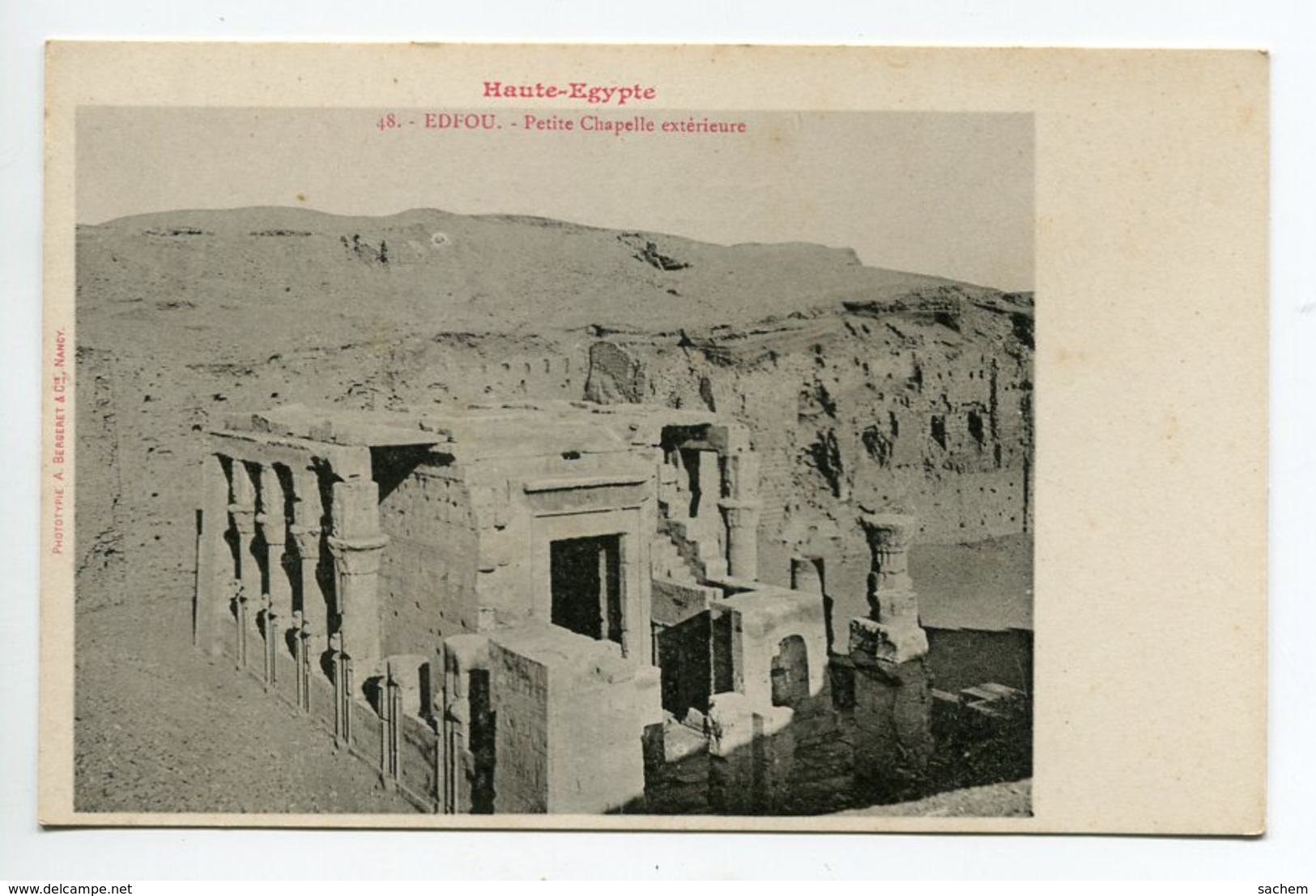 HAUTE EGYPTE 033 EDFOU No 48 Petite CHapelle Exterieure Du Temple   - 1900  Dos Non Divisé Bergeret - Idfu