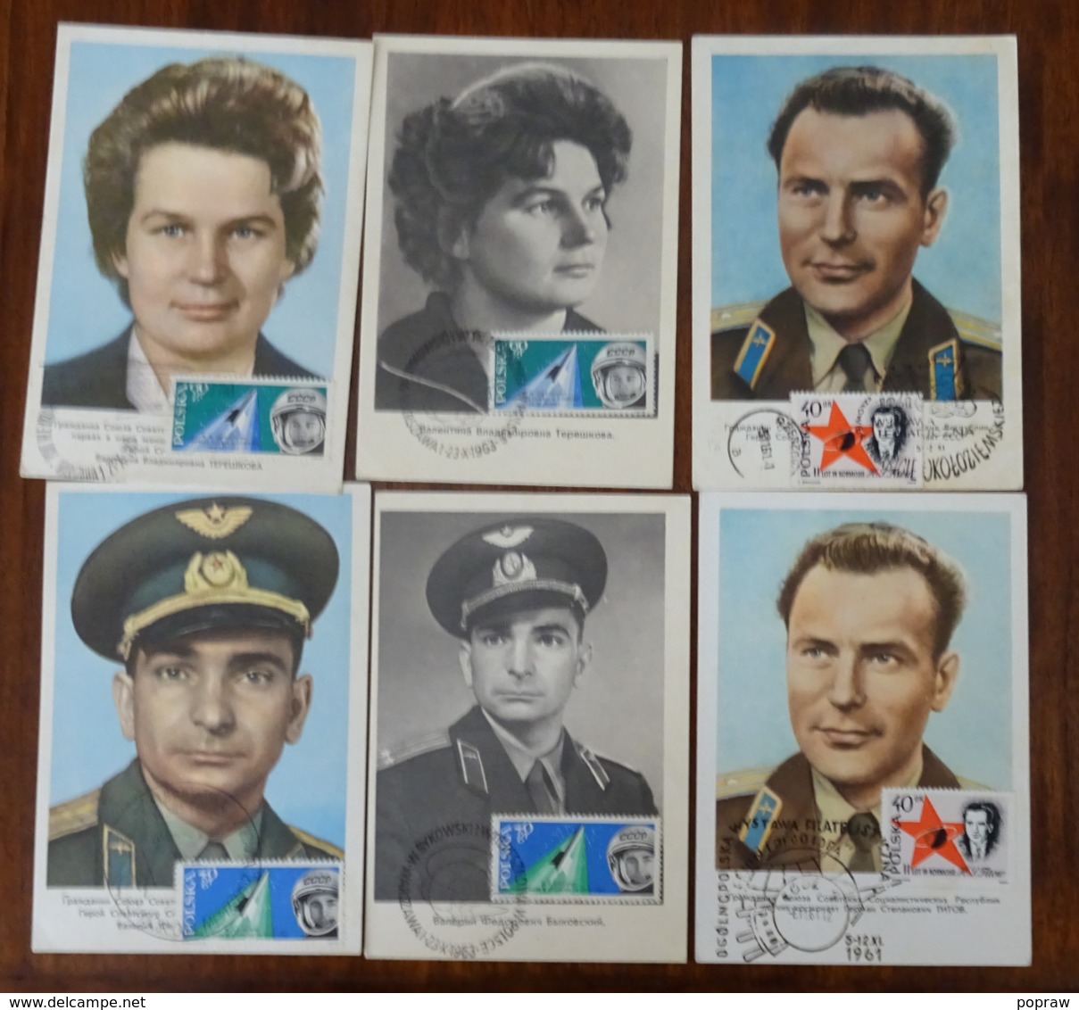 #LO 6# POLSKA, POLAND 6 MAXIMUN CARDS WITH ASTRONAUTS. SPACE. - Collections