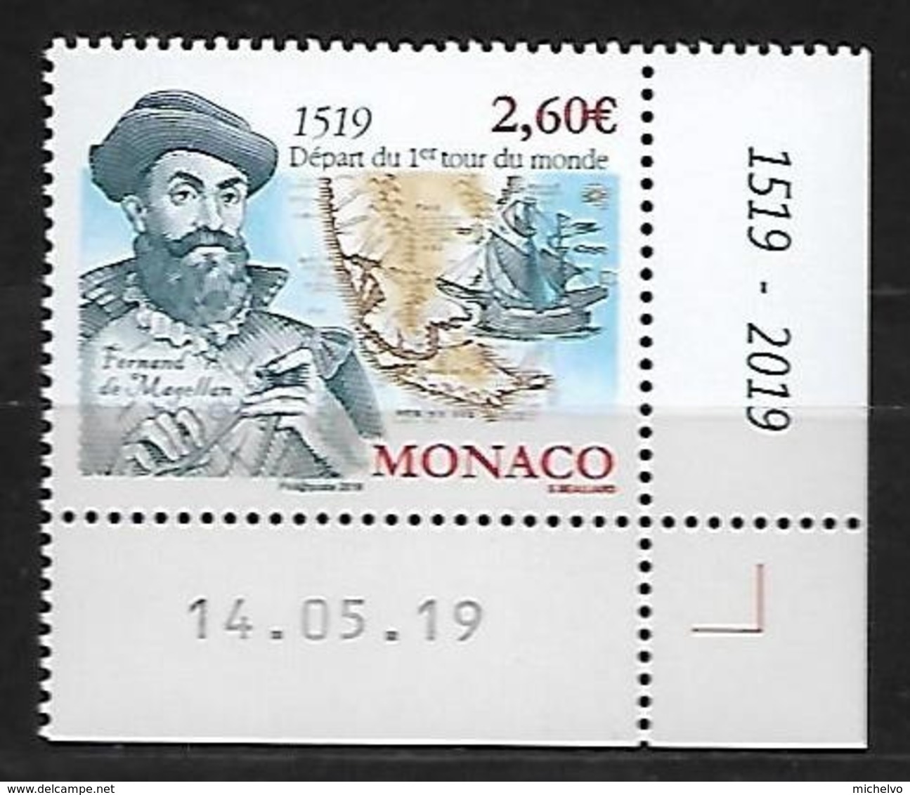 Monaco 2019 - Fernand De Magellan ** (500ème Anniversaire Du Départ Du 1er Tour Du Monde) - Neufs