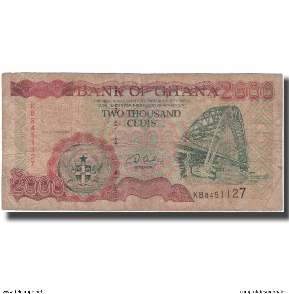 Billet, Ghana, 2000 Cedis, 2001-10-22, KM:33f, B - Ghana