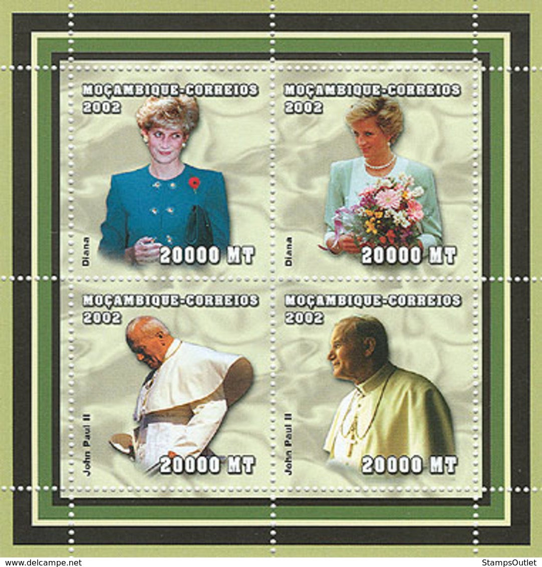 Mozambique 2002 - Lady Dina, Pope John Paull II 4v. Y&T 2060-2063, Scott 1604, Michell 2499-2502. - Mozambique