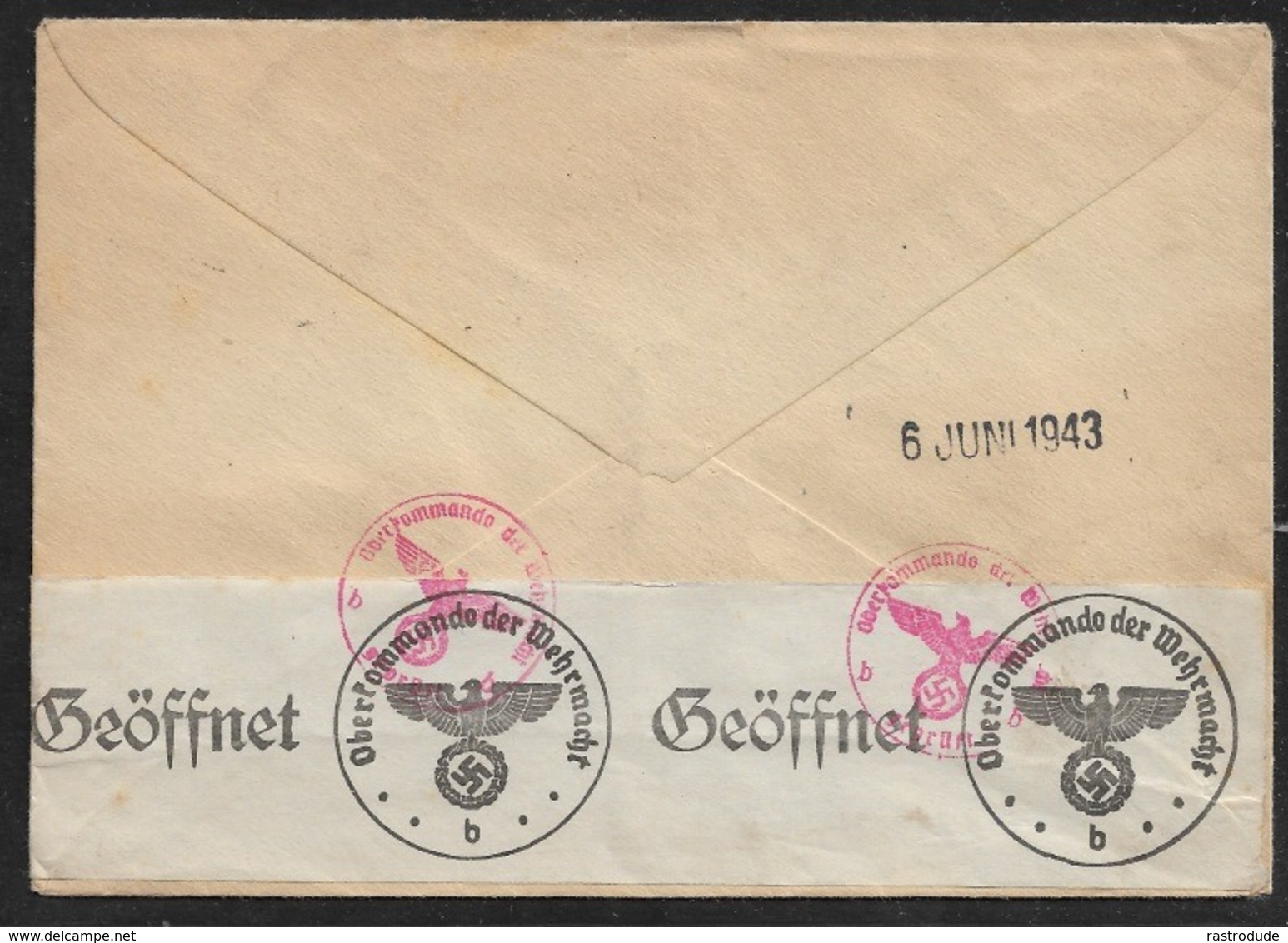 1943 NORWEGEN - N. HOLLAND - SANDNES LUFTPOST R-Brief ZENSUR. Mi.408-410 - Briefe U. Dokumente