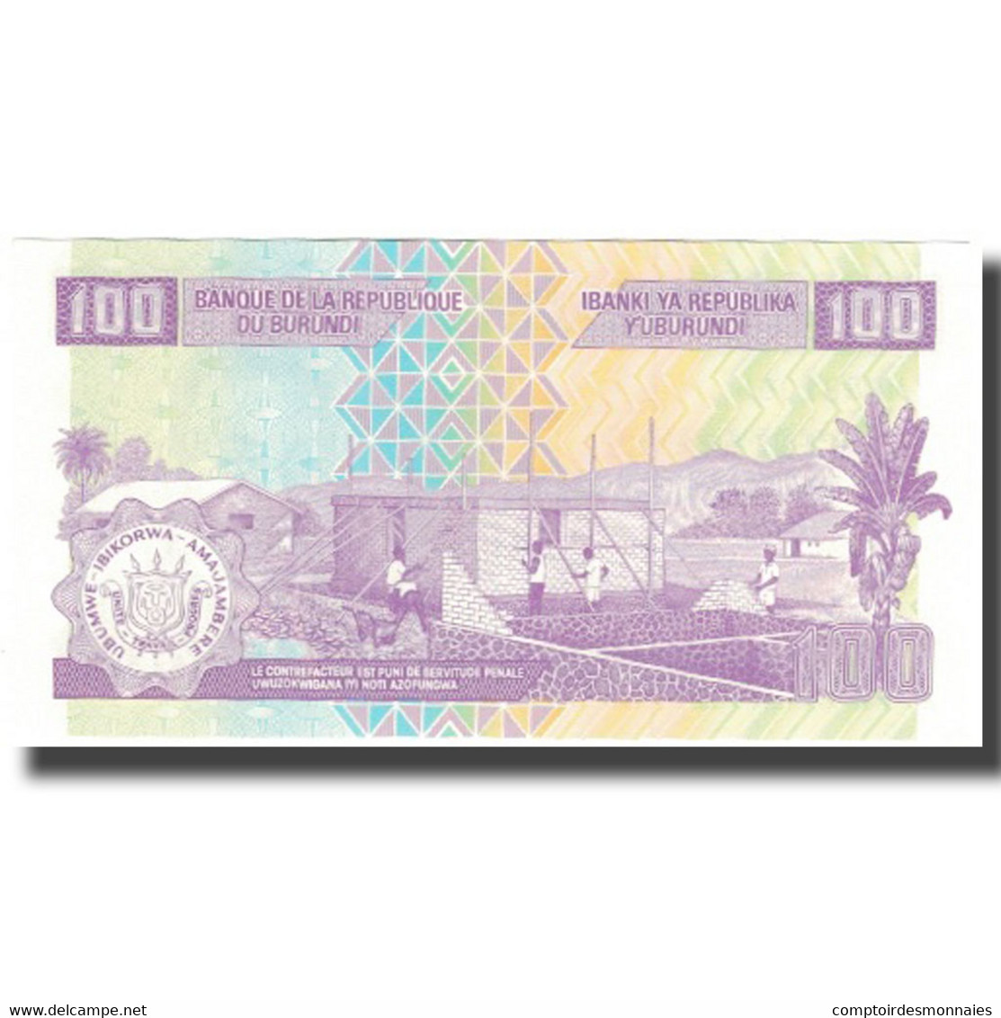 Billet, Burundi, 100 Francs, 2011-09-01, KM:44b, NEUF - Burundi