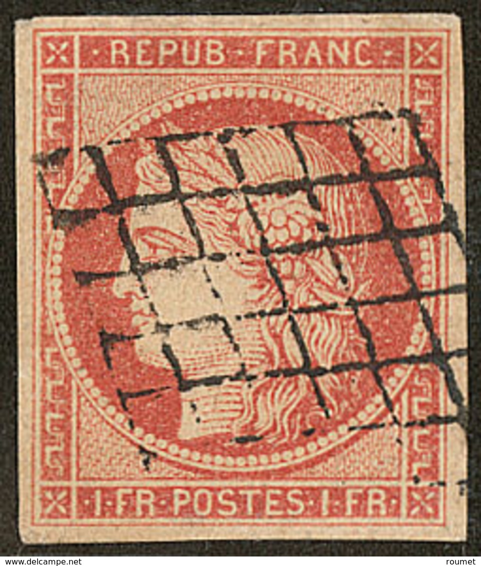 Vermillon Vif. No 7a, Obl Grille, Superbe. - RRR - 1849-1850 Cérès