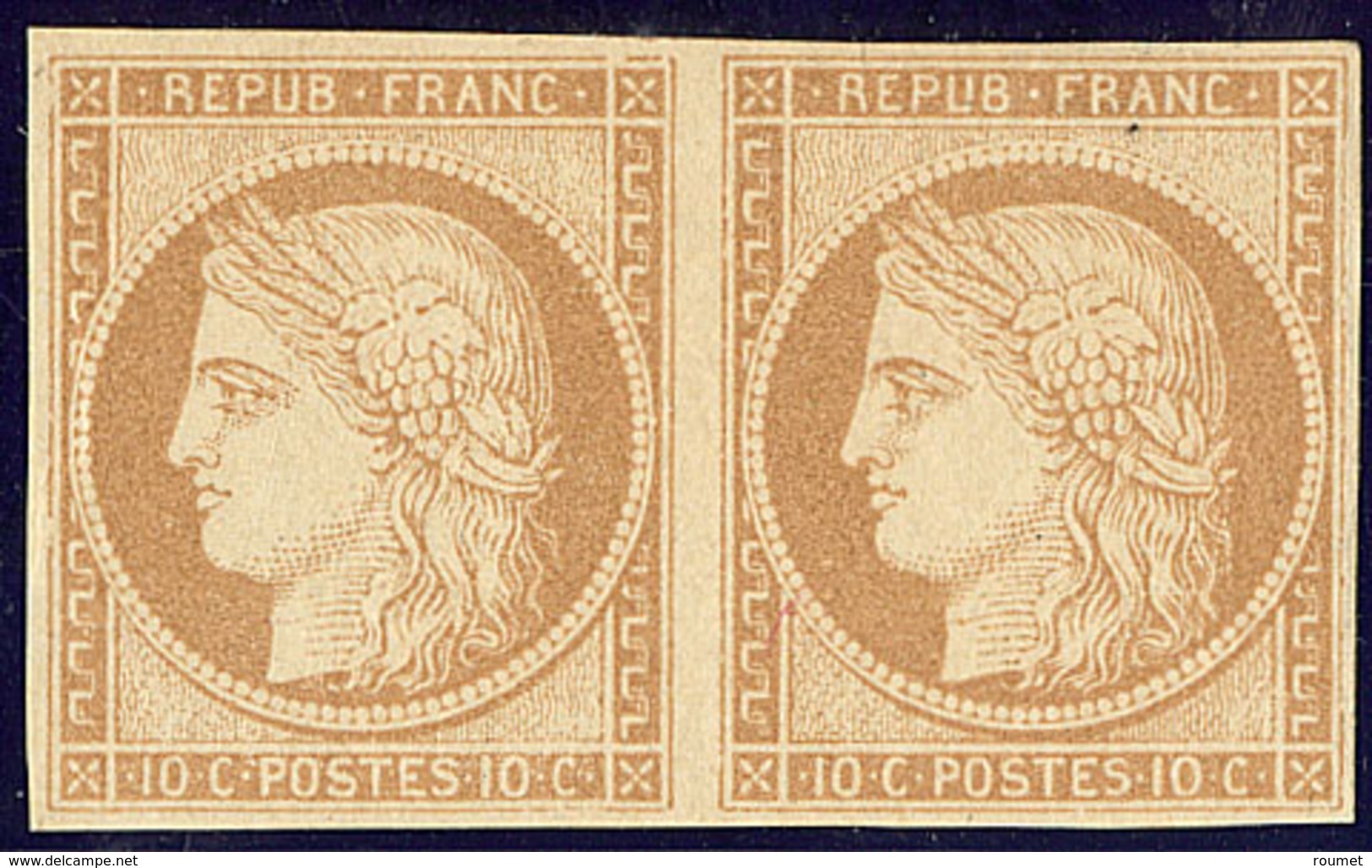 * Réimpression. No 1f, Paire, Froissure De Gomme Sur Un Ex Mais Très Frais Et TB - 1849-1850 Ceres