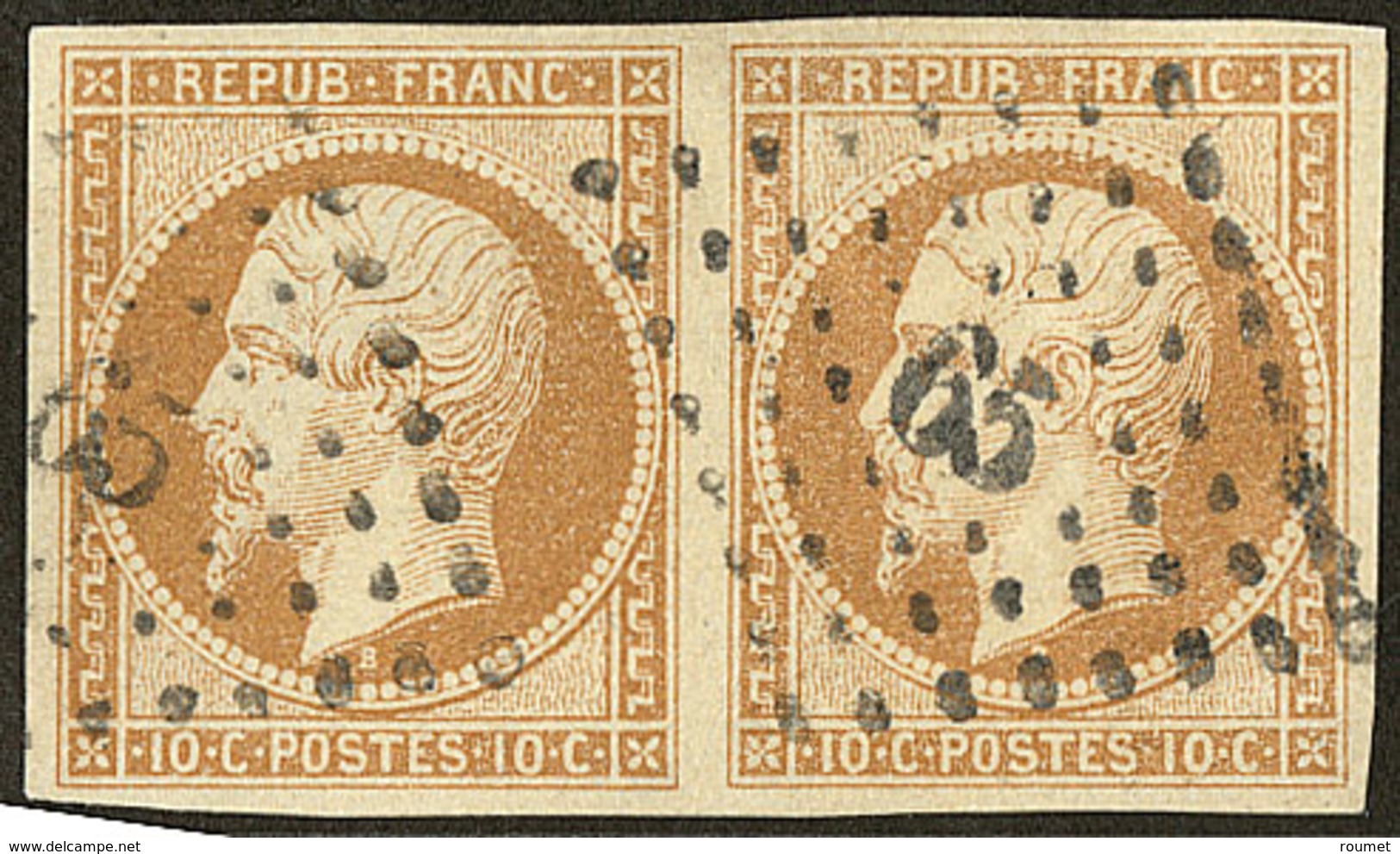 No 9, Paire Obl Pc 65. - TB - 1852 Louis-Napoléon