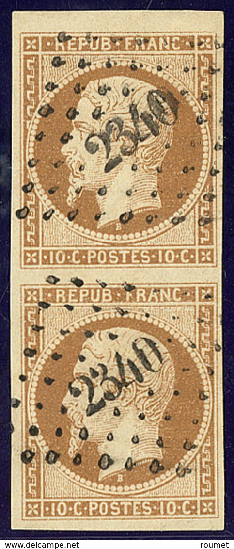 No 9a, Paire Verticale Petit Bdf, Obl Pc 2340. - TB - 1852 Luigi-Napoleone