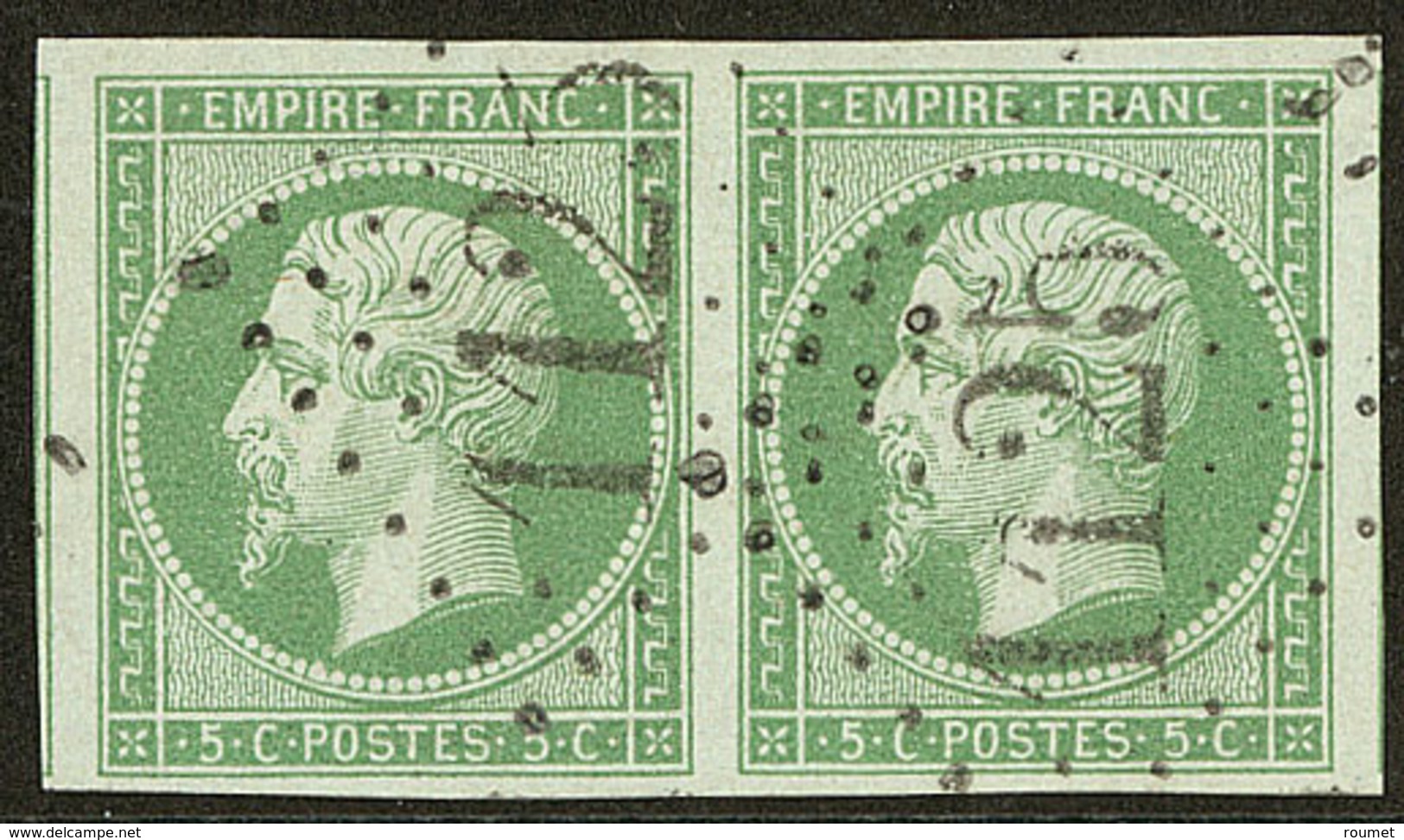 No 12, Paire Obl Gc 1125, Deux Voisins. - TB - 1853-1860 Napoléon III