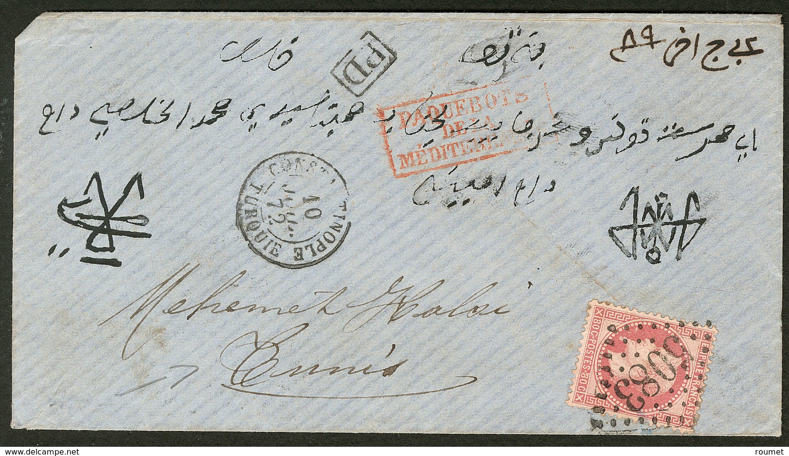 Lettre. Constantinople. No 32, Obl Gc 5083, Sur Lettre Pour Tunis. - TB - Autres & Non Classés