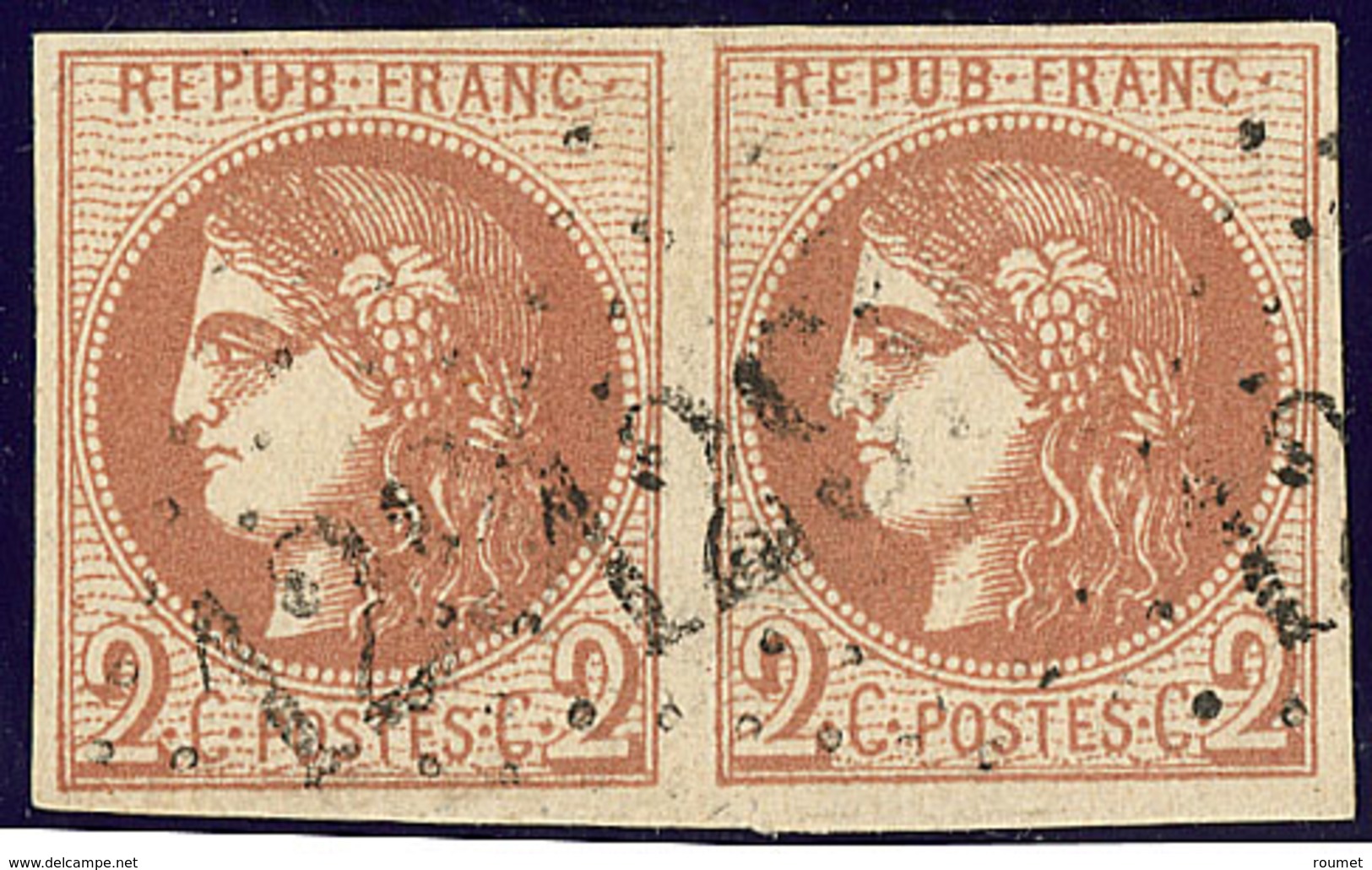 No 40IIa, Paire Obl Gc. - TB - 1870 Ausgabe Bordeaux