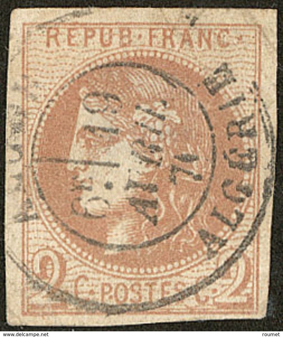 No 40IIg, Chocolat Clair, Obl Cad Algérie, Aminci Mais TB D'aspect - 1870 Emission De Bordeaux