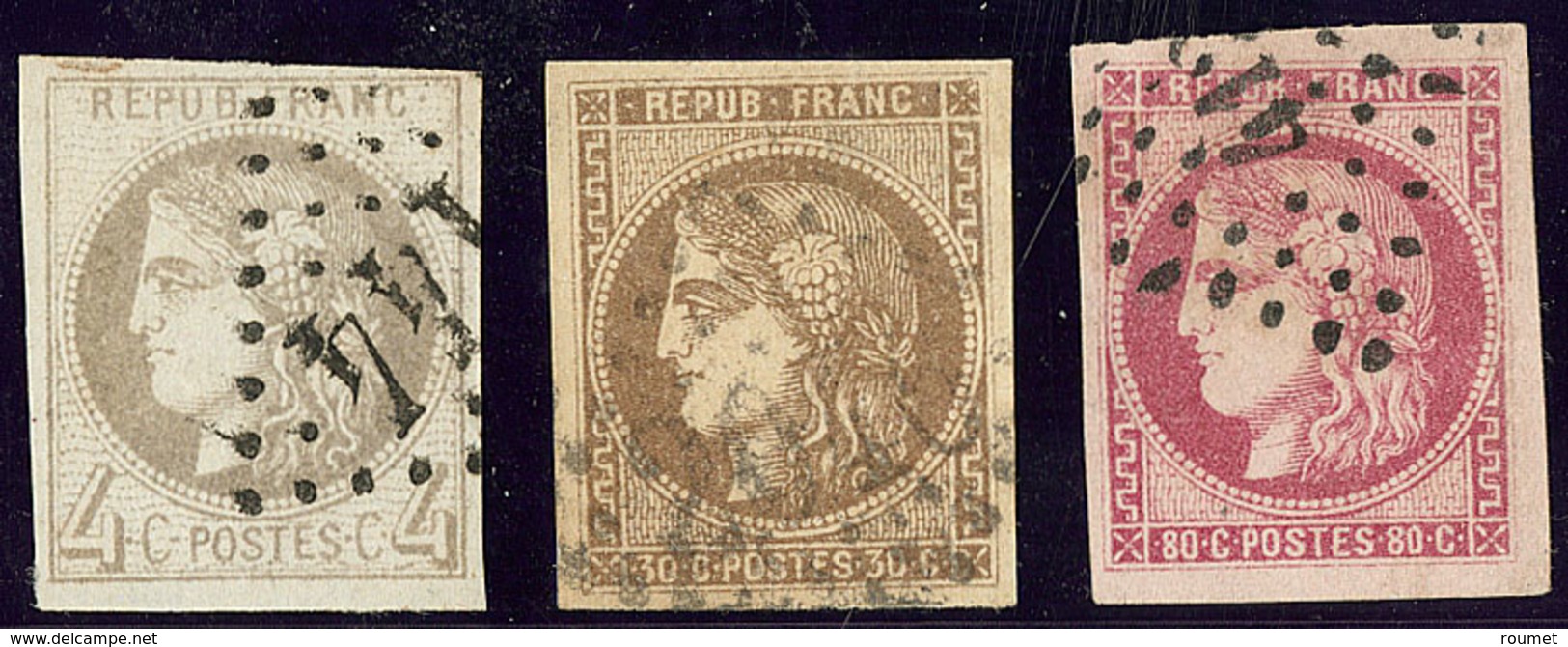 Nos 41II, 47a, 49 Obl Pgc. - TB - 1870 Bordeaux Printing