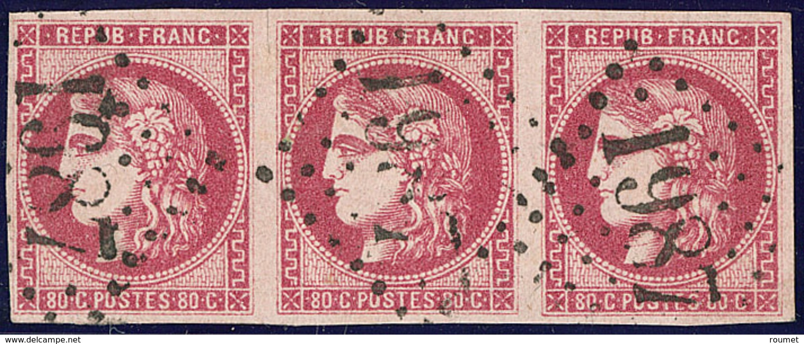 No 49b, Bande De Trois Obl Gc 1987, Coup De Ciseaux Entre Deux Timbres. - TB - 1870 Uitgave Van Bordeaux