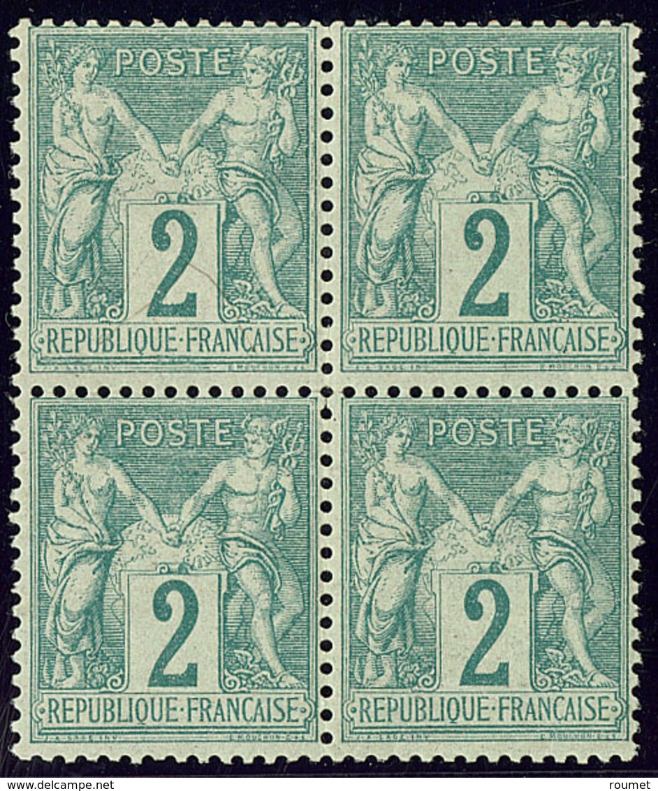 ** No 62, Vert, Bloc De Quatre, Très Frais. - TB. - RR - 1876-1878 Sage (Type I)