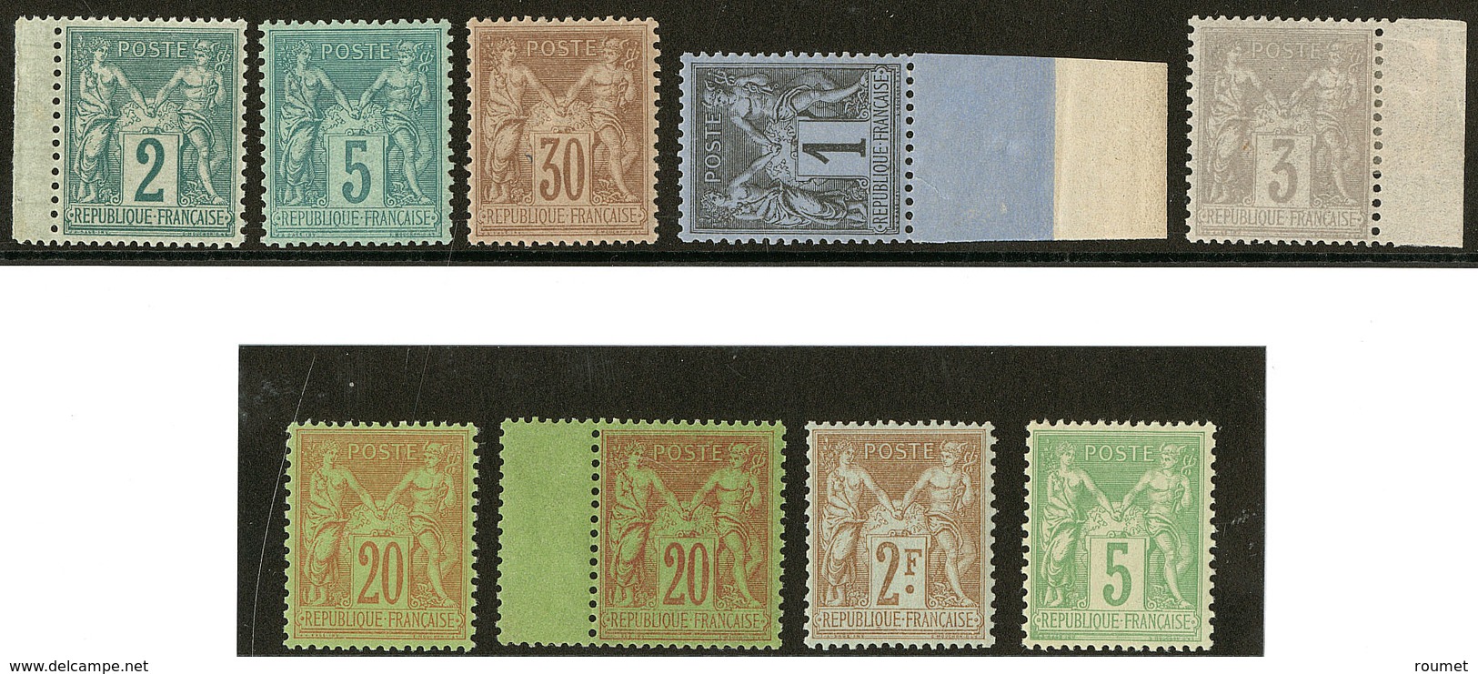 ** Nos 74 Bdf, 75, 80, 83 Bdf, 87 Bdf, 96, 96a Bdf, 105, 106. - TB - 1876-1878 Sage (Type I)