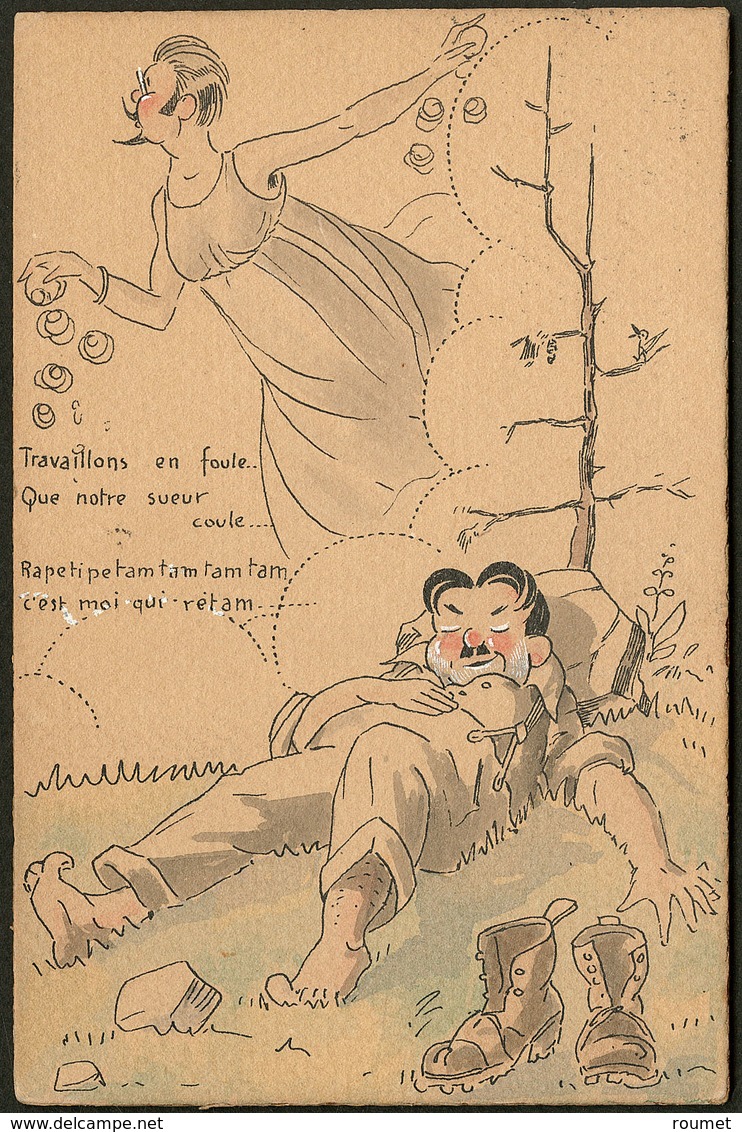 Lettre. Illustrations à La Main. "La Sieste". CP Humoristique Suisse Sur Carton épais, Voyagé Afft Suisse. - TB - Zonder Classificatie