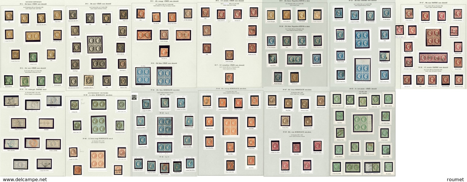 1849-1875 (Poste), Bonnes Et Moyennes Valeurs Entre Les N°1 Et 60, Dont Tête-bêche, Des Paires, Blocs De Quatre, Doubles - Collections