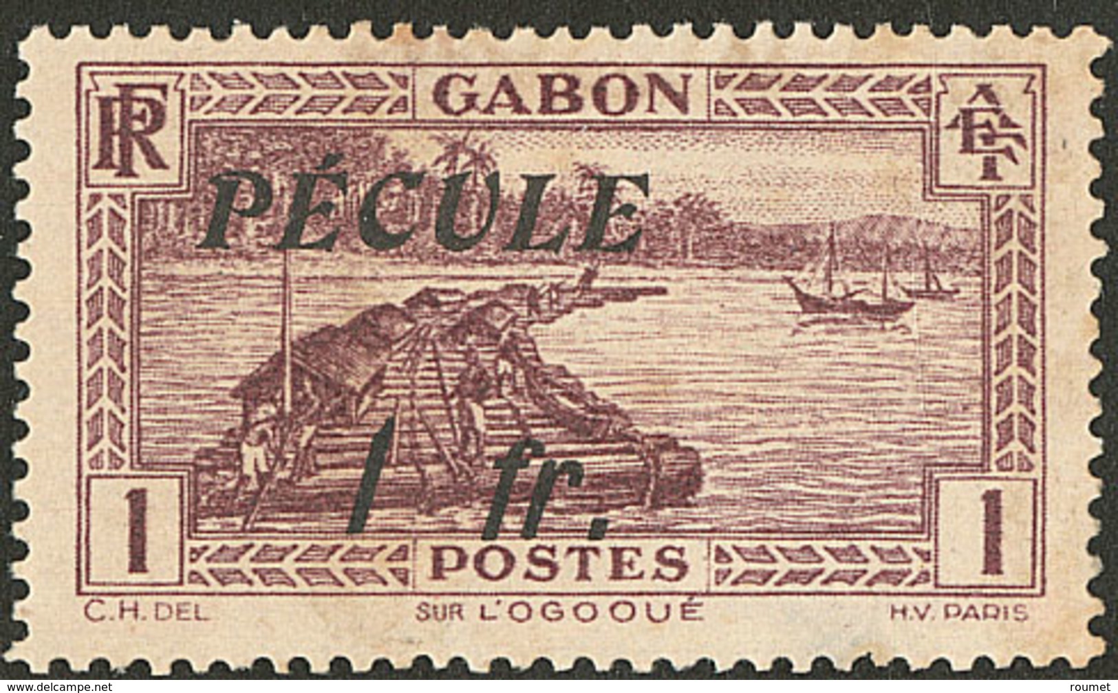 (*) Gabon. No 125 Surchargé "PECULE/1fr". - TB - Altri & Non Classificati
