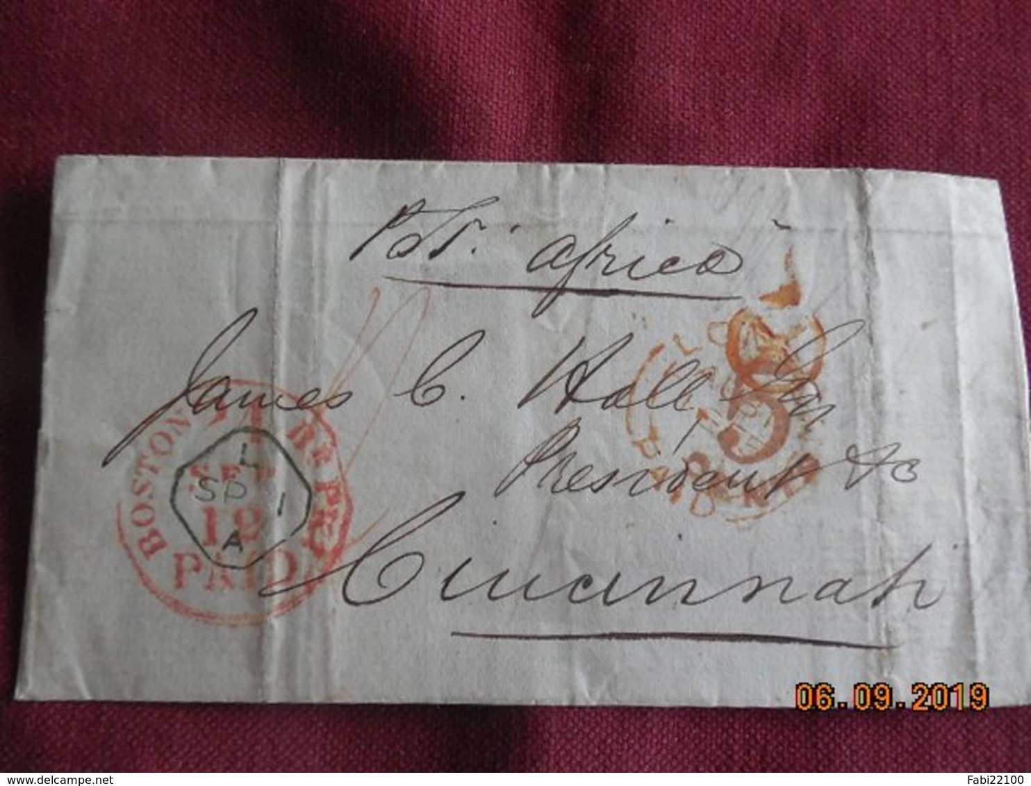 Lettre De 1855 En Provenance De Londres à Destination De Cincinnati USA. ( Devant De Lettre) - ...-1840 Voorlopers